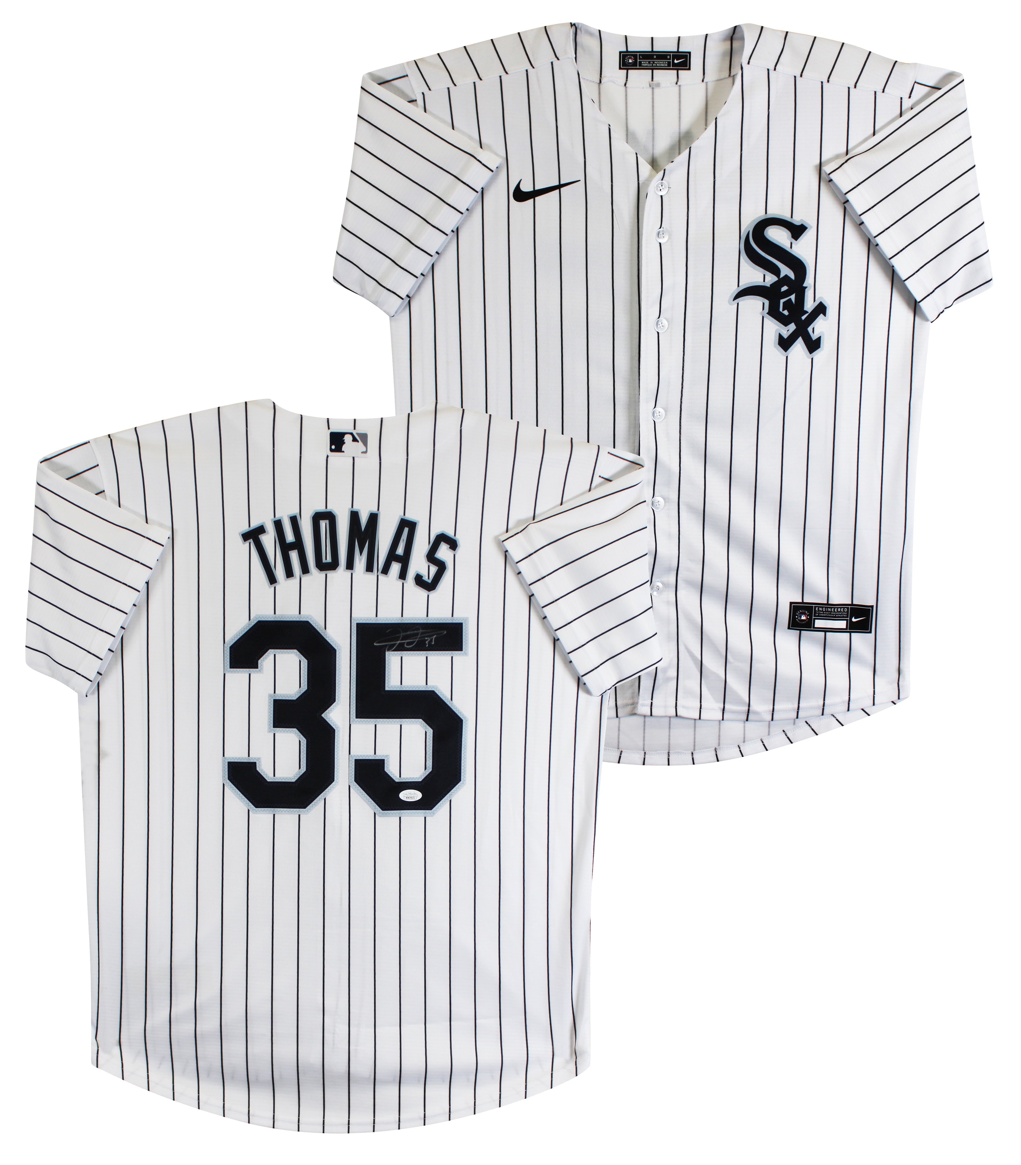 White Sox Frank Thomas Signed White Pinstripe Nike Jersey JSA #WB678232