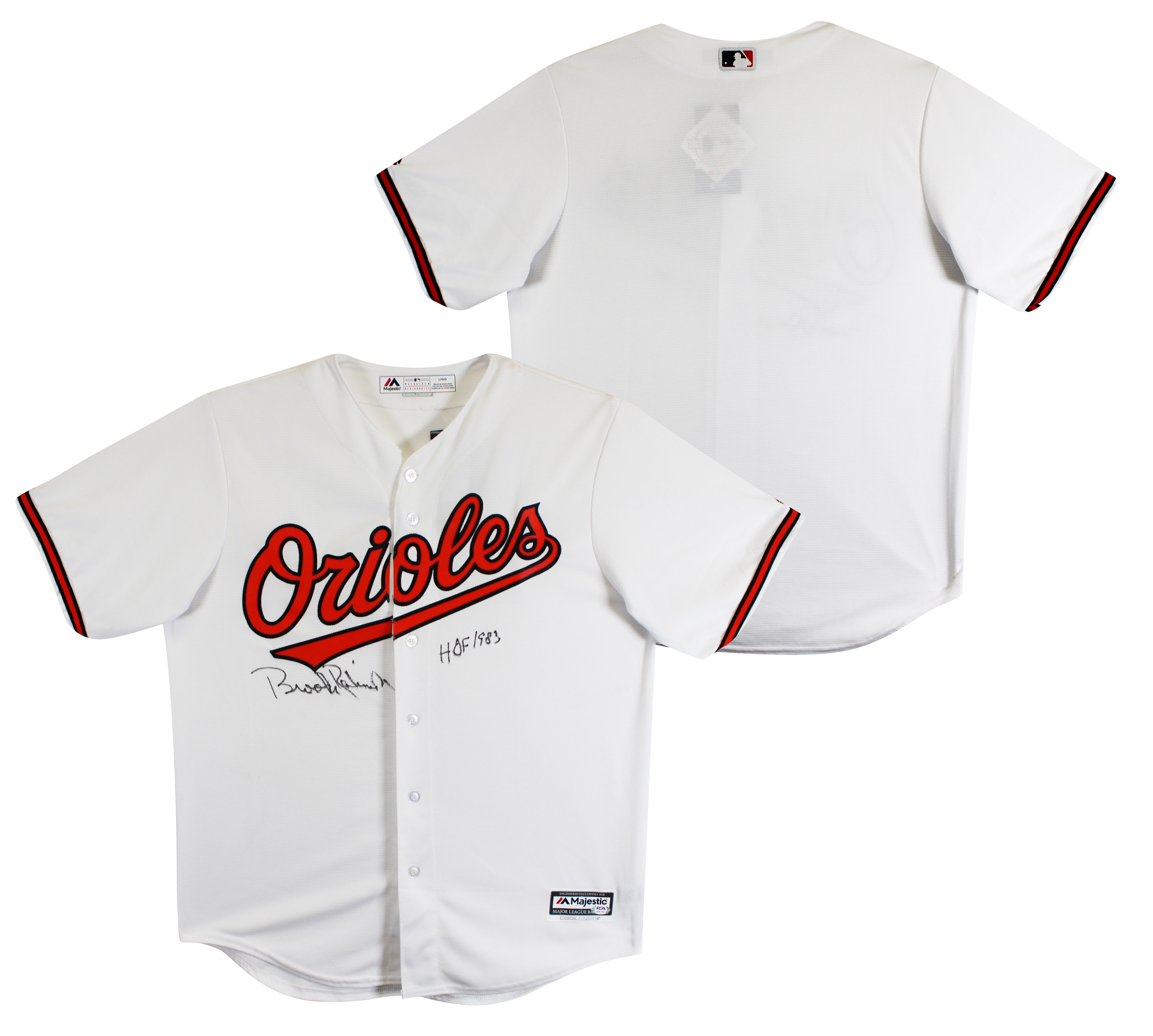 Orioles Brooks Robinson "HOF 1983" Signed White Majestic Jersey PSA/DNA #AJ41195