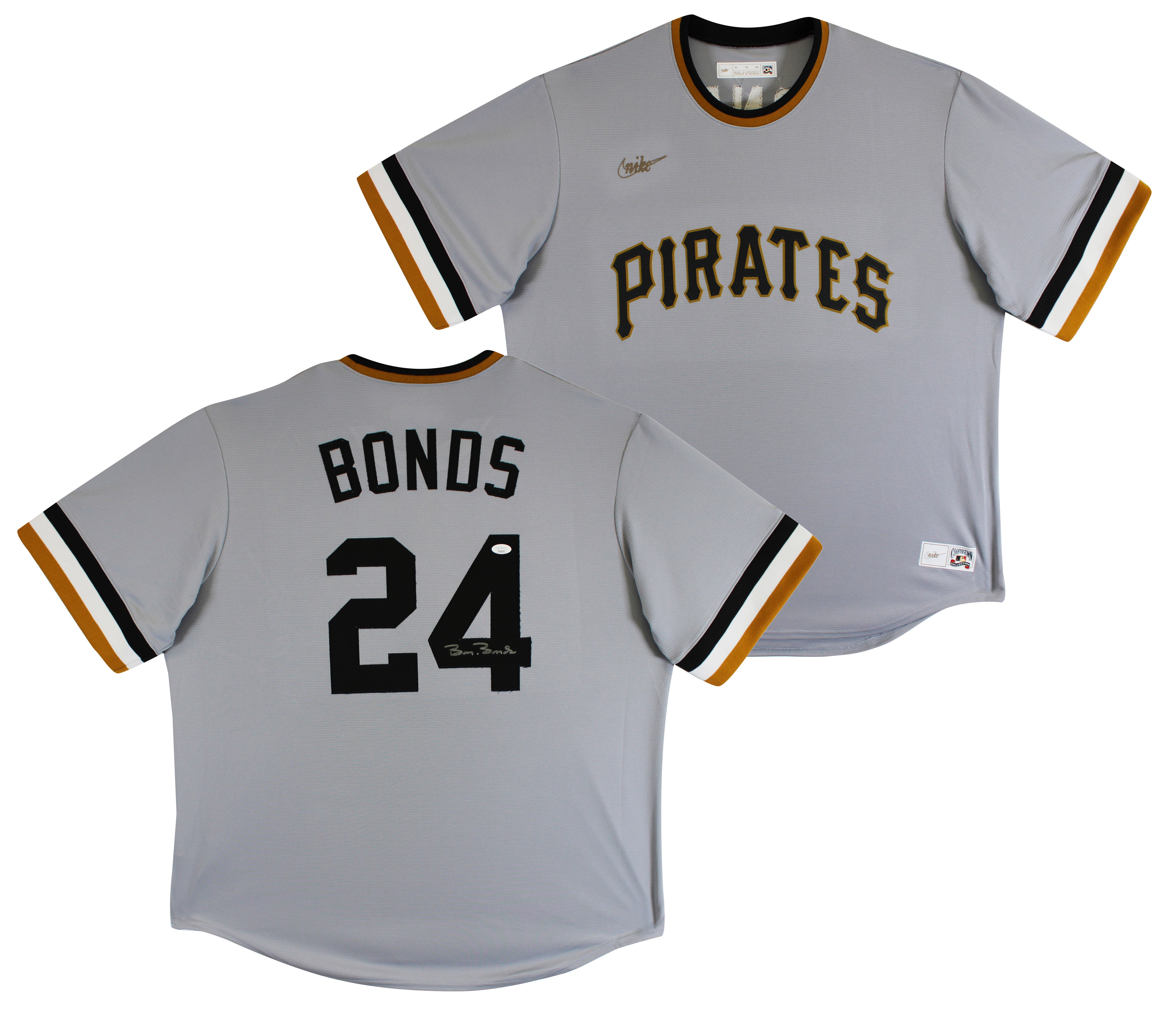 Pirates Barry Bonds Authentic Signed Grey Nike Cooperstown Collection Jersey JSA
