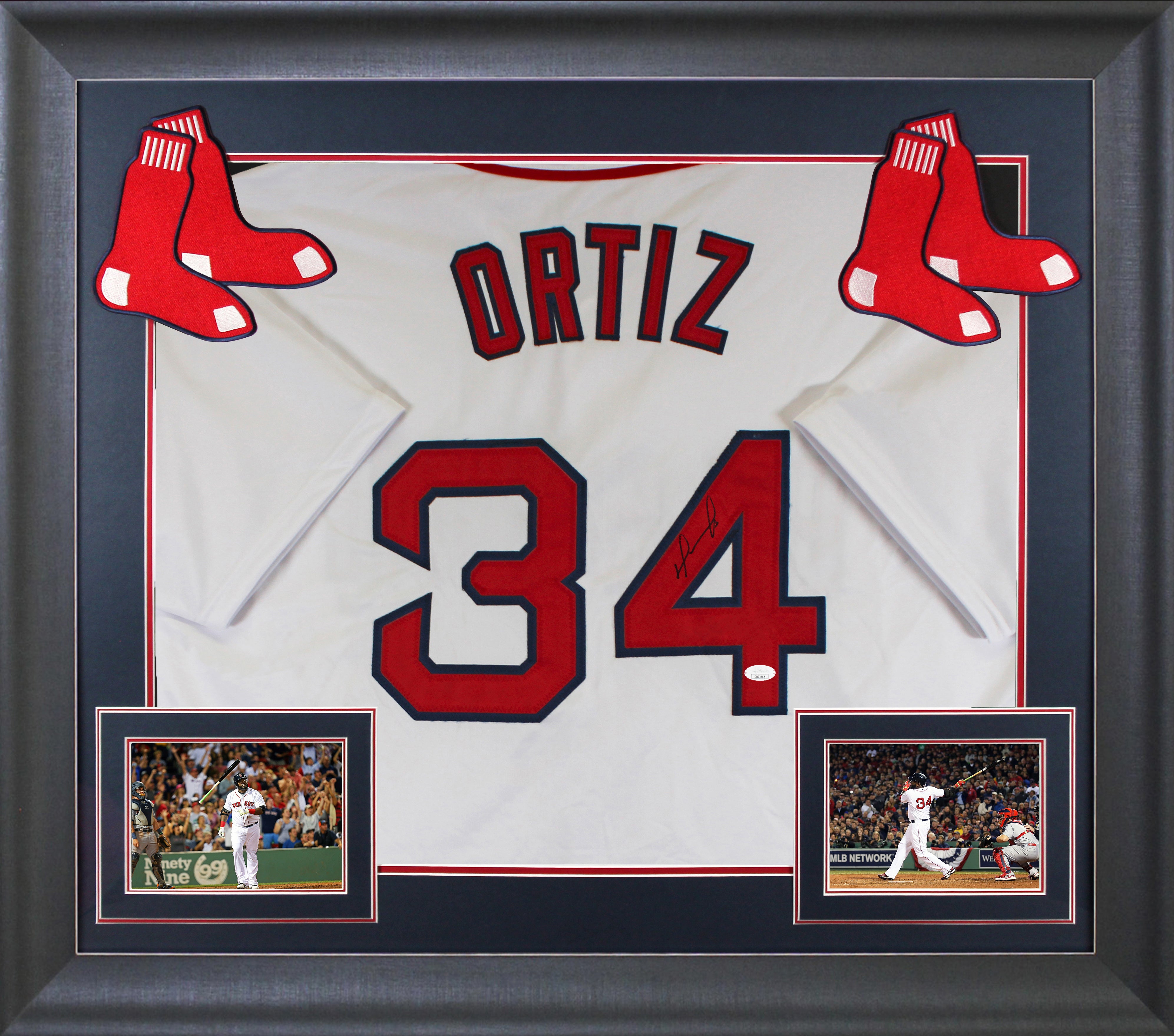 David Ortiz Authentic Signed White Pro Style Framed Jersey Autographed JSA