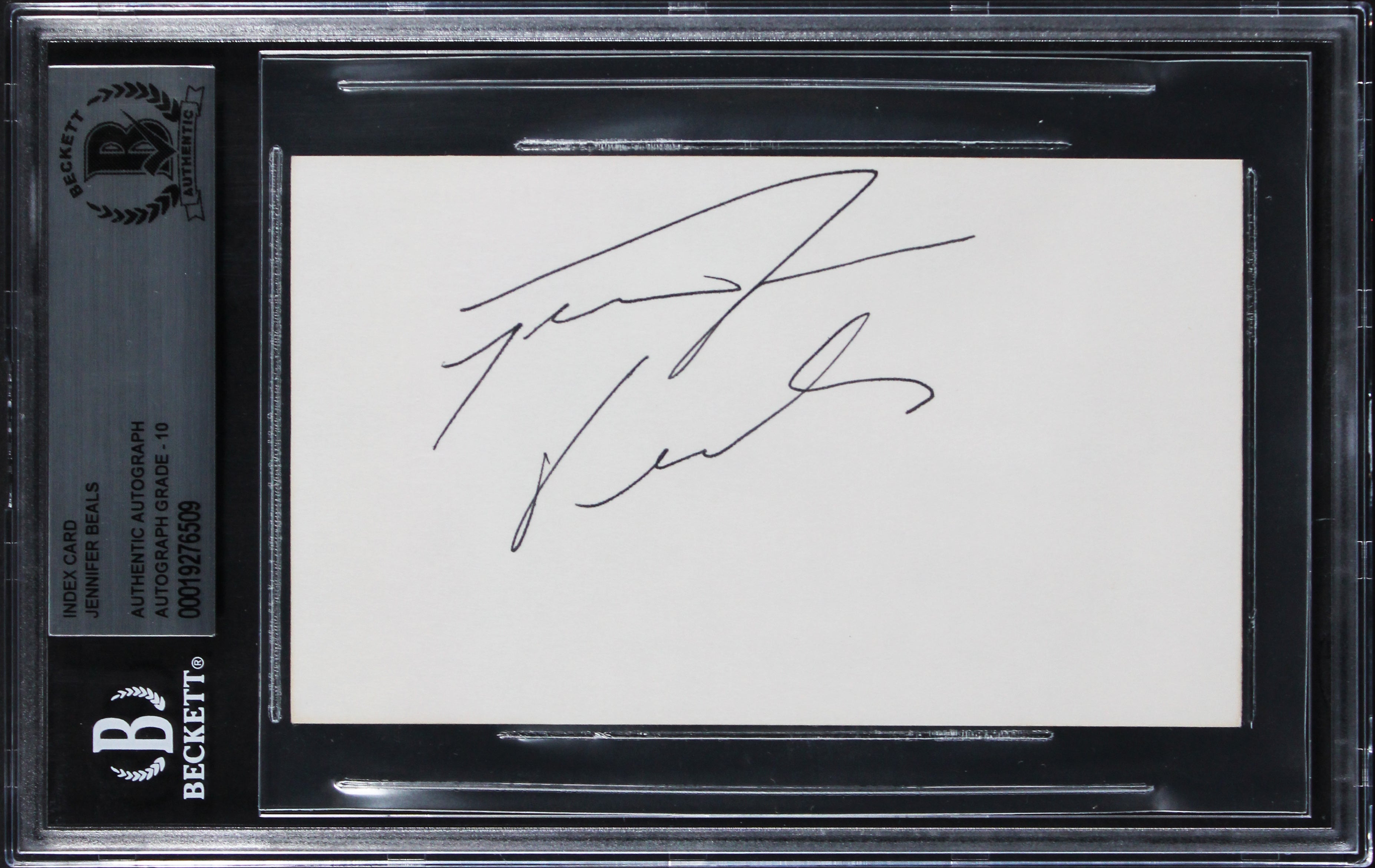 Jennifer Beals Flashdance Authentic Signed 3x5 Index Card Auto 10! BAS Slabbed