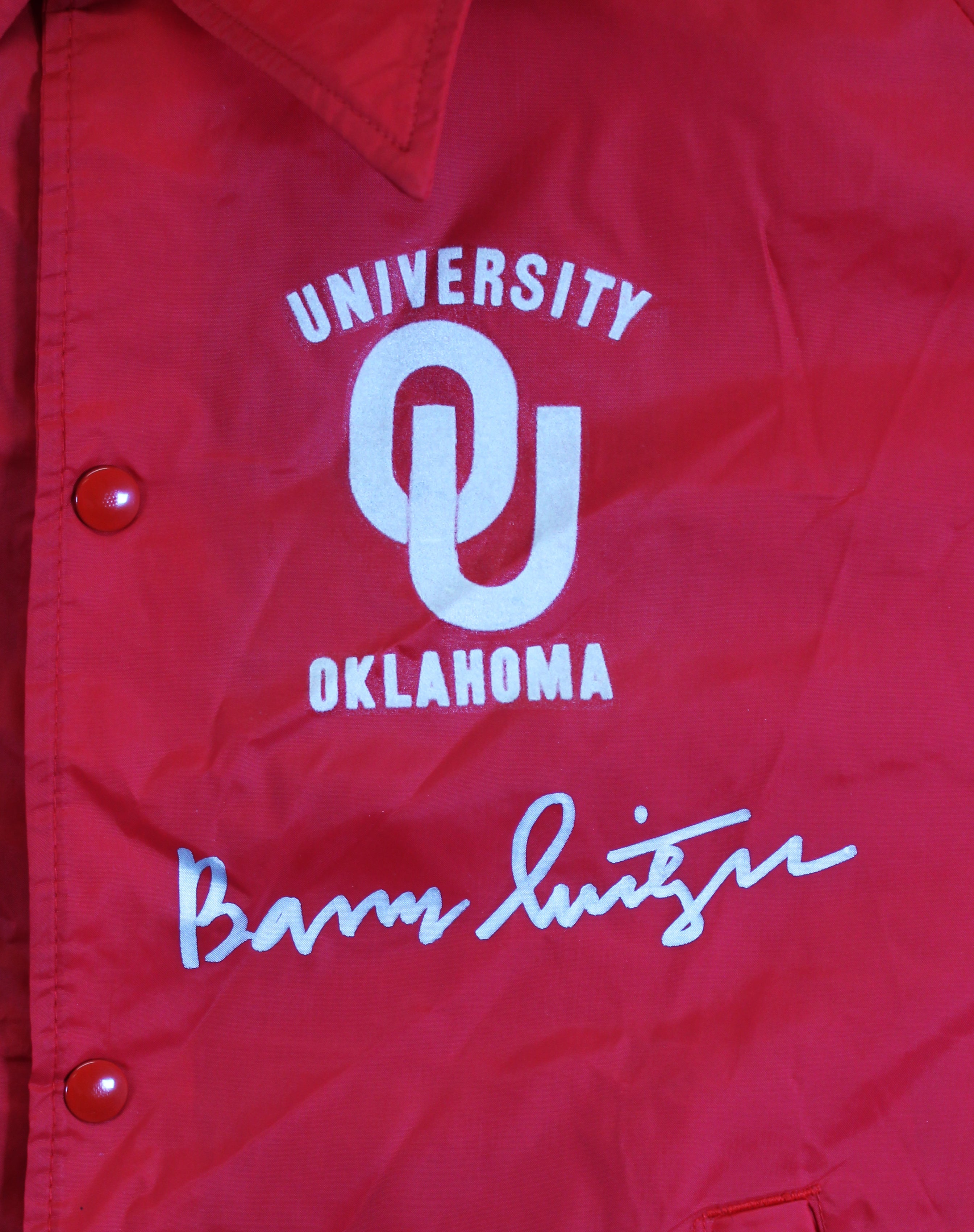 Oklahoma Bob Stoops Authentic Signed Maroon Windbreaker BAS Witnessed #2W088660