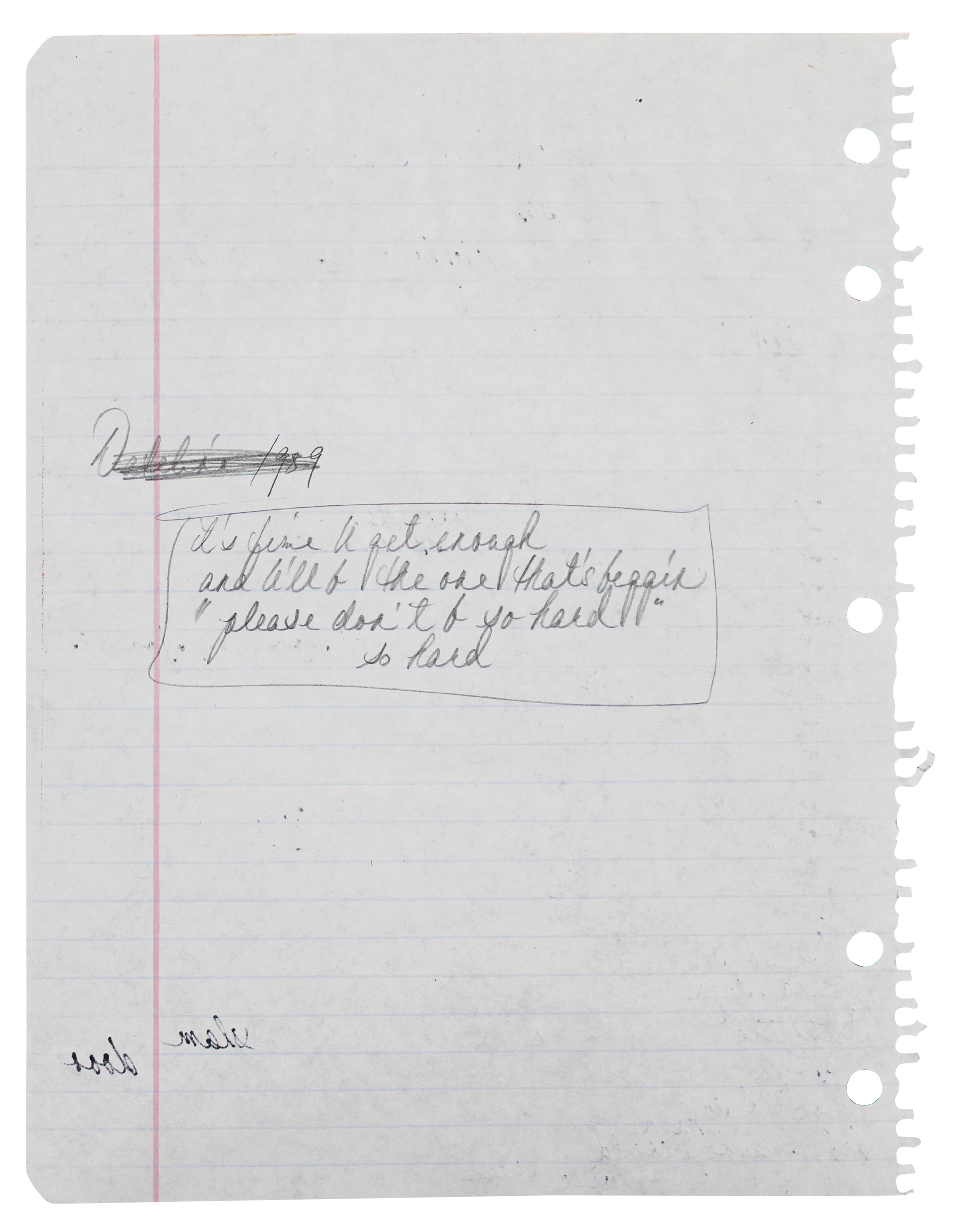 Prince 8x10.5 Notebook Page w/ Your Love Is So Hard Handwritten Lyrics BAS