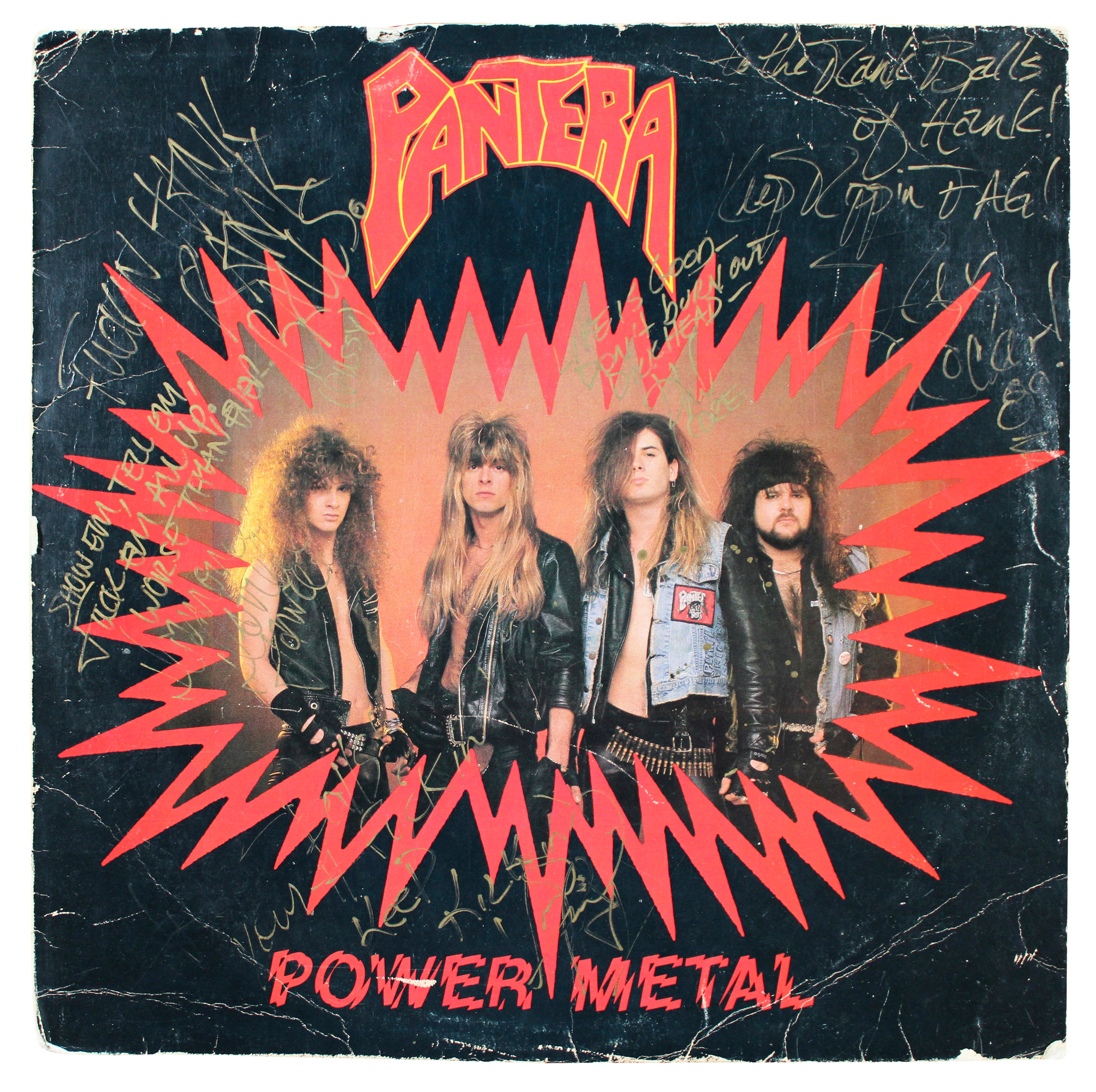 Pantera (4) Dimebag Darrell, Anselmo, Paul & Rex Signed Album Cover BAS #AE13890