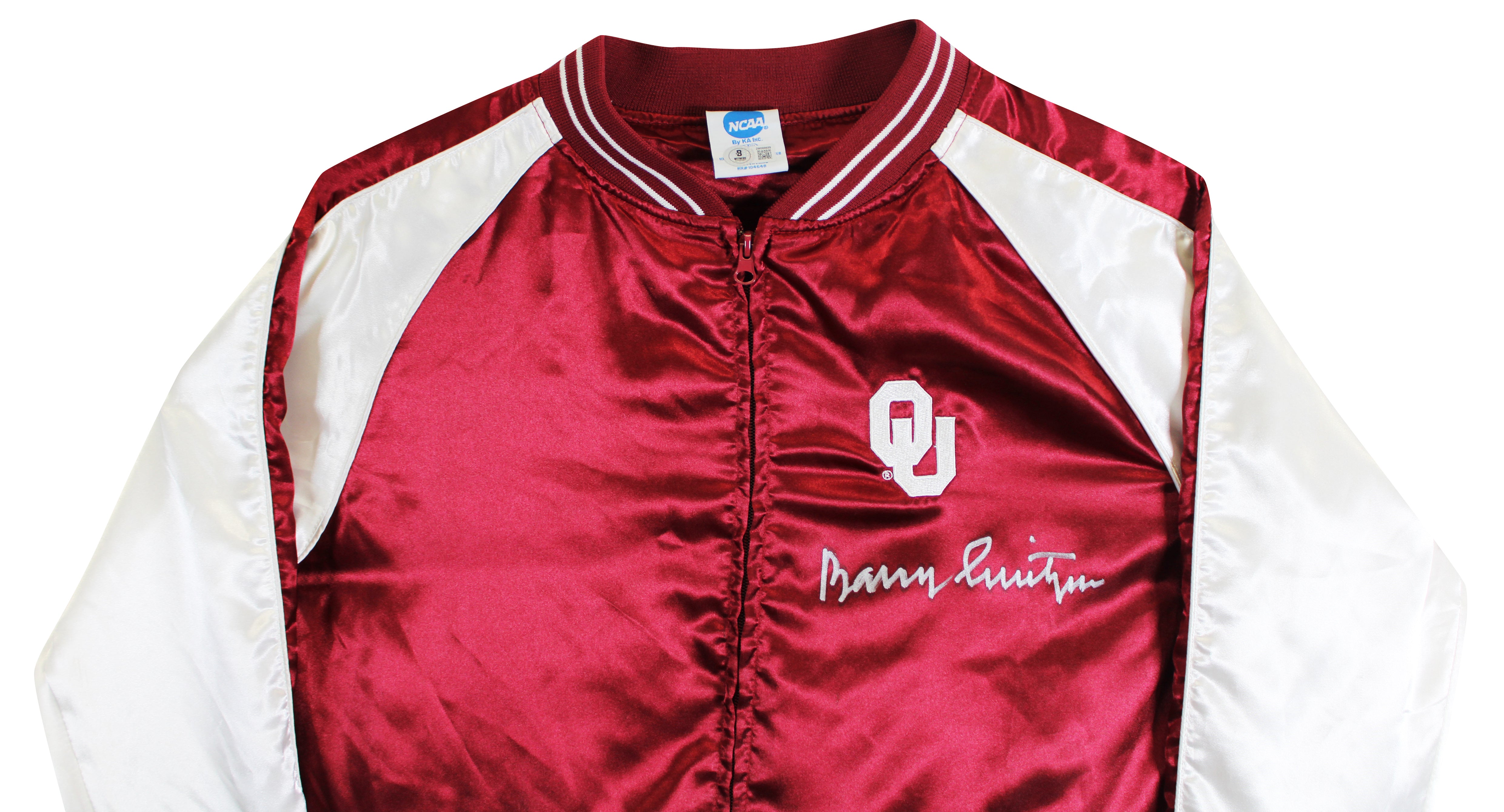Oklahoma Barry Switzer Signed Maroon NCAA Windbreaker BAS Witnessed #2W088659