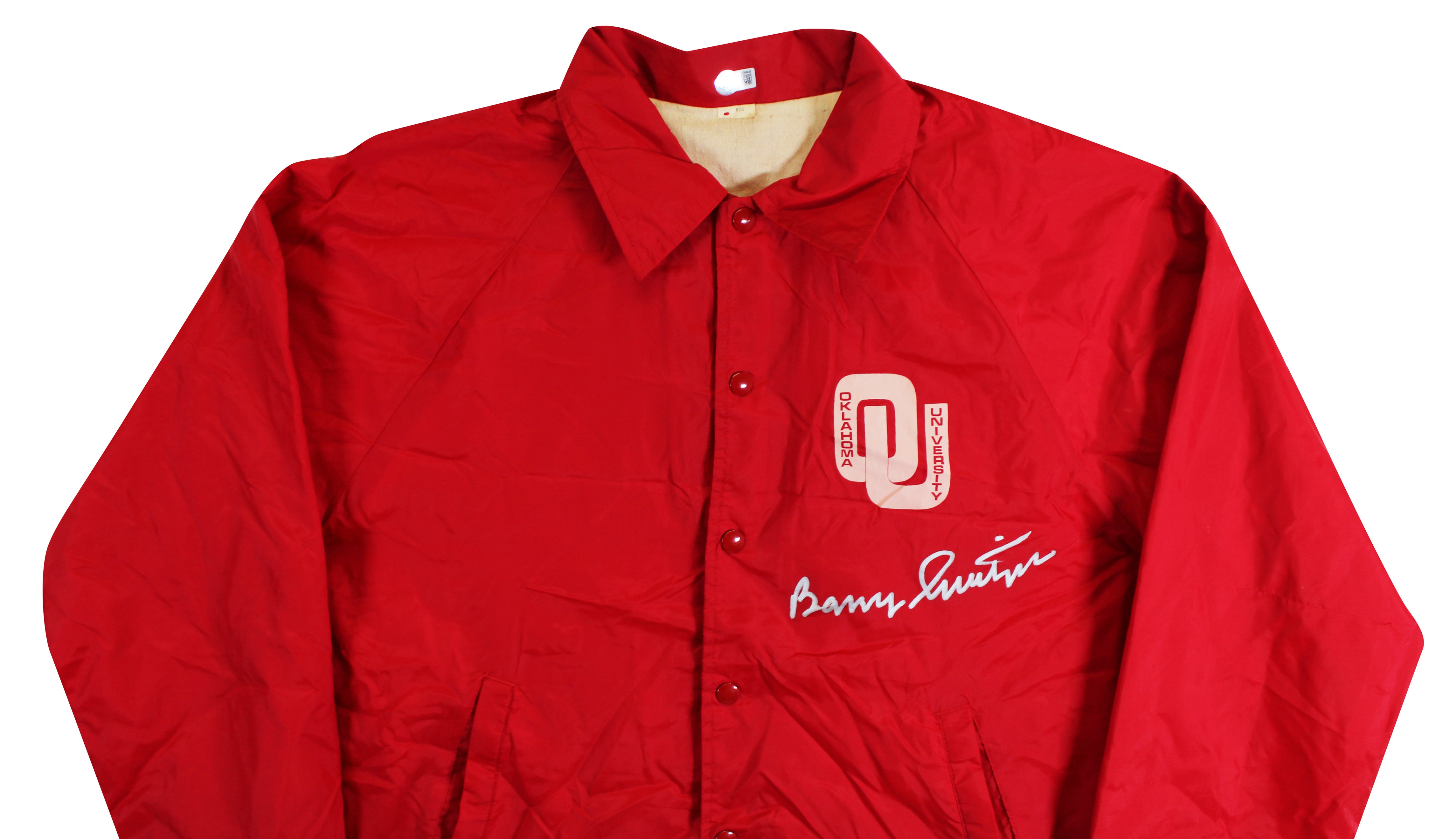 Oklahoma Barry Switzer Signed Maroon Windbreaker BAS Witnessed #2W088655