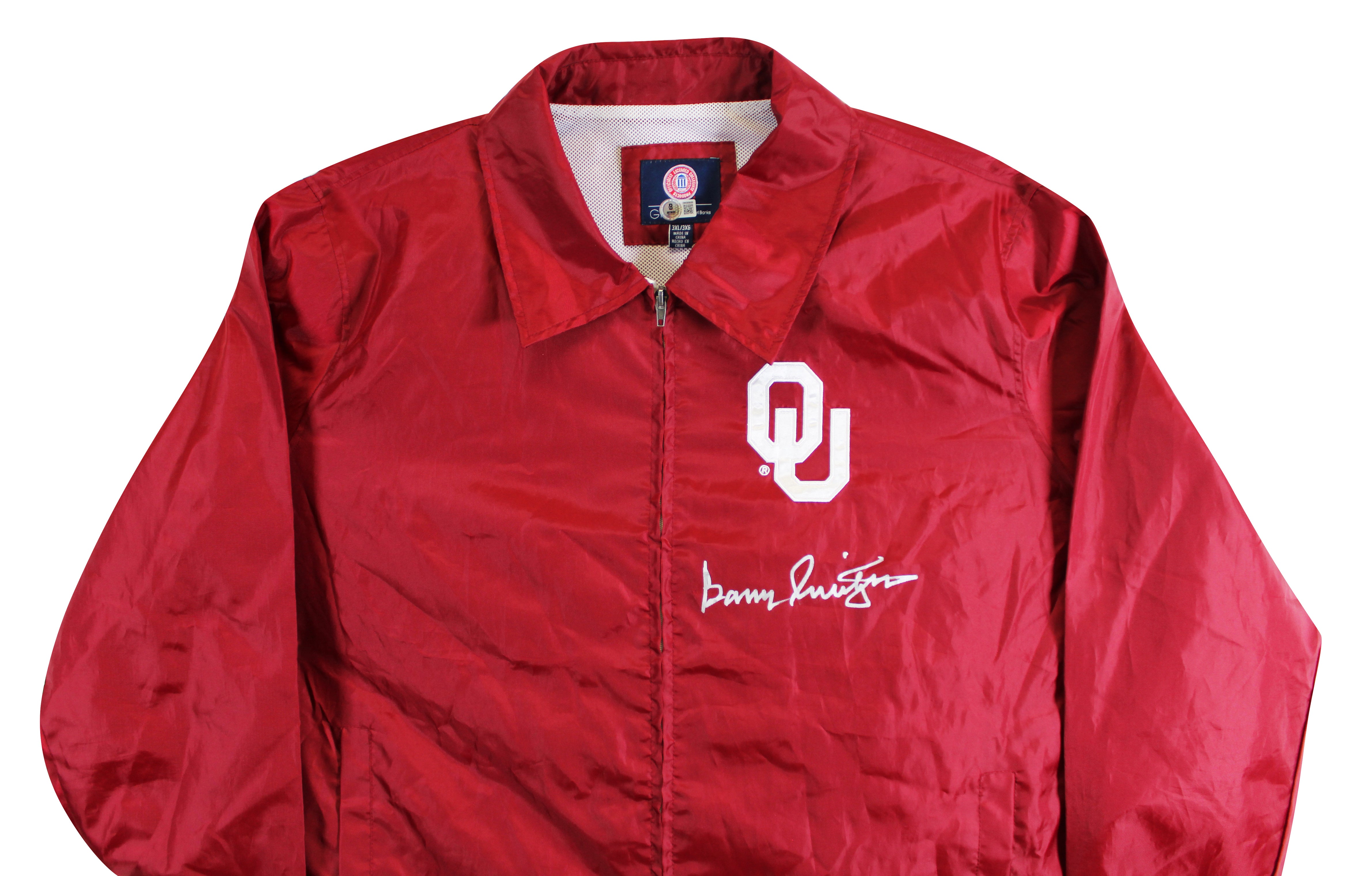 Oklahoma Barry Switzer Signed Maroon G3 Apparel Windbreaker BAS Wit #2W088658