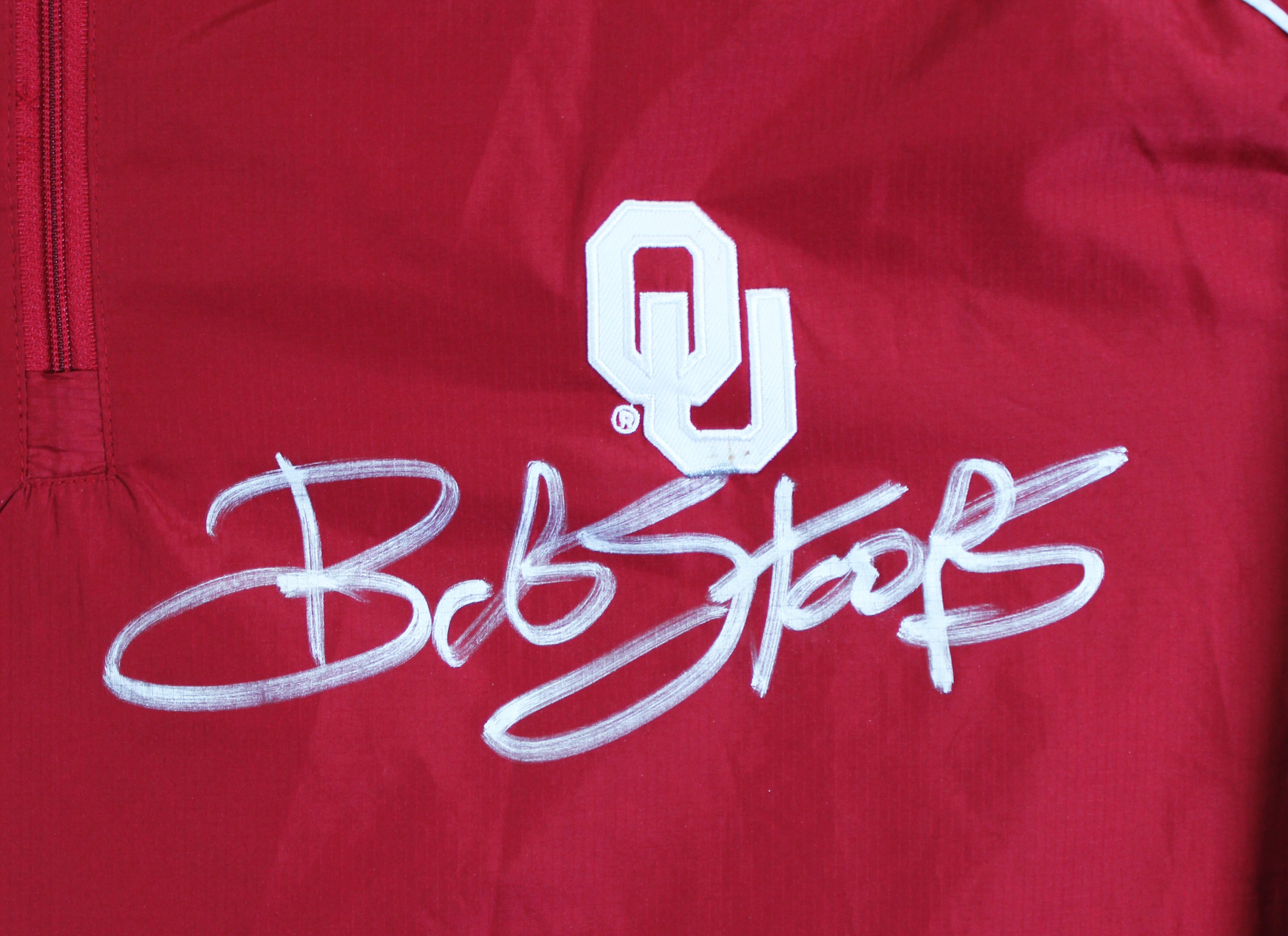 Oklahoma Bob Stoops Authentic Signed Maroon Windbreaker BAS Witnessed #2W701837