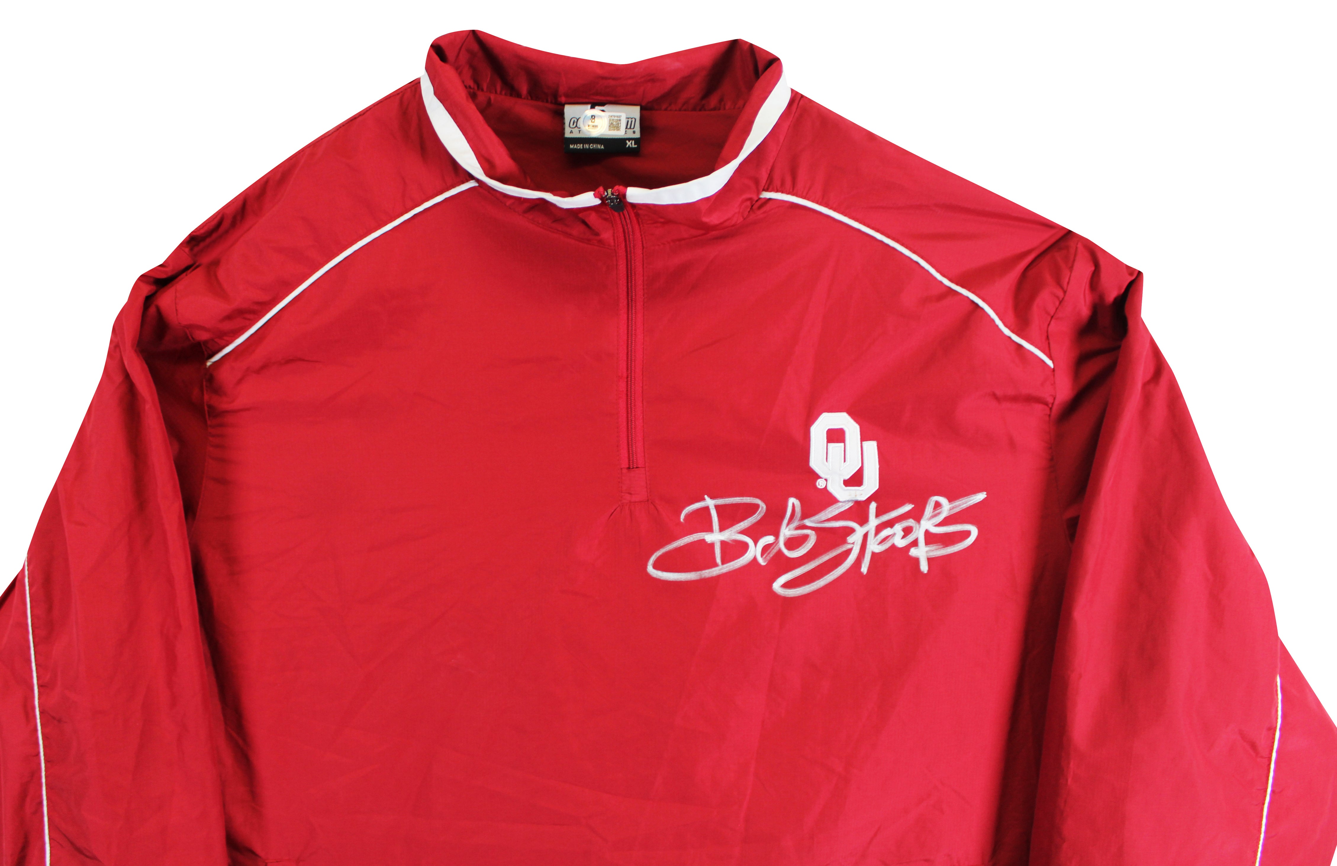 Oklahoma Bob Stoops Authentic Signed Maroon Windbreaker BAS Witnessed #2W701837