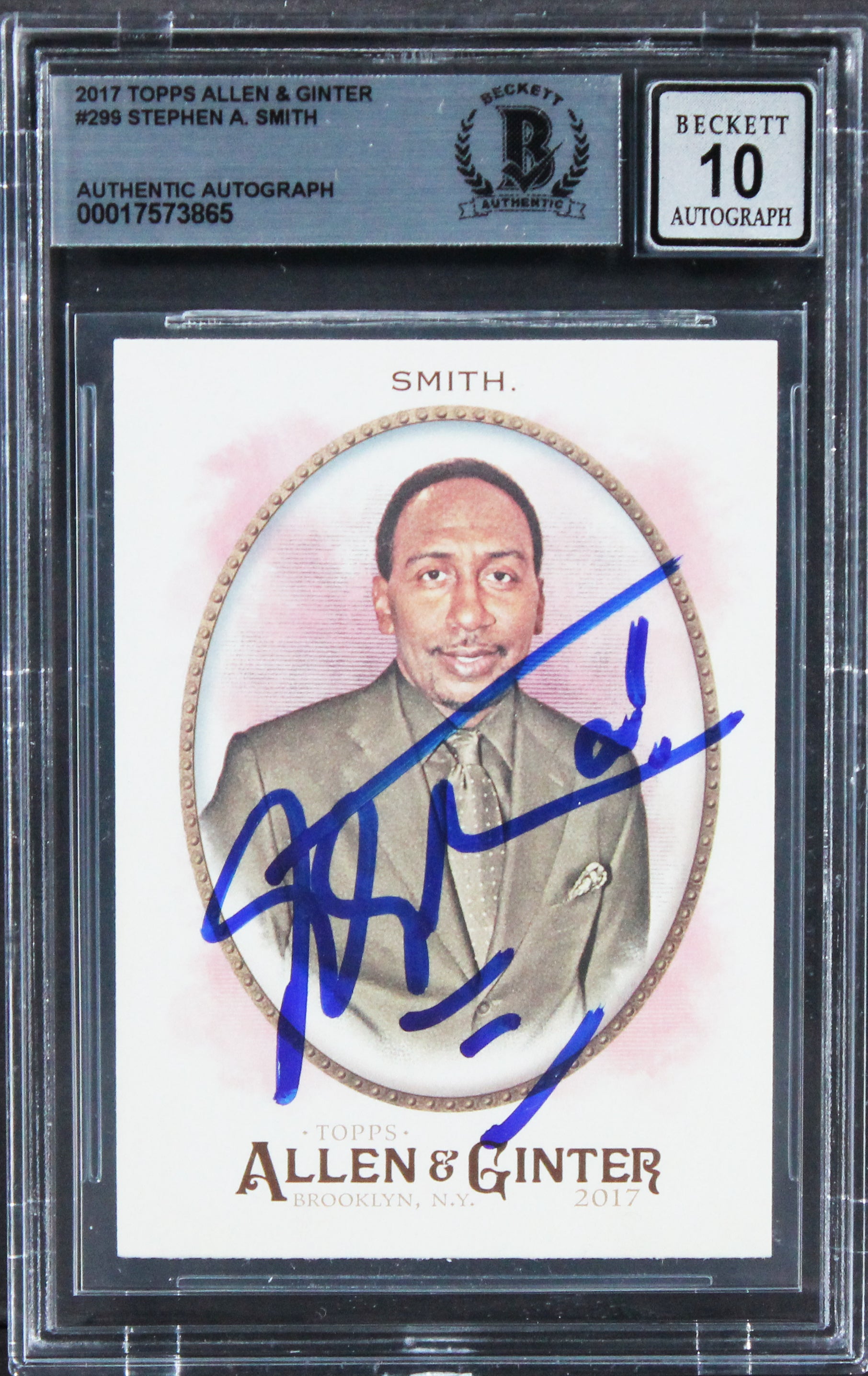 Stephen A. Smith Signed 2017 Topps Allen & Ginter #299 Card Auto 10! BAS Slabbed