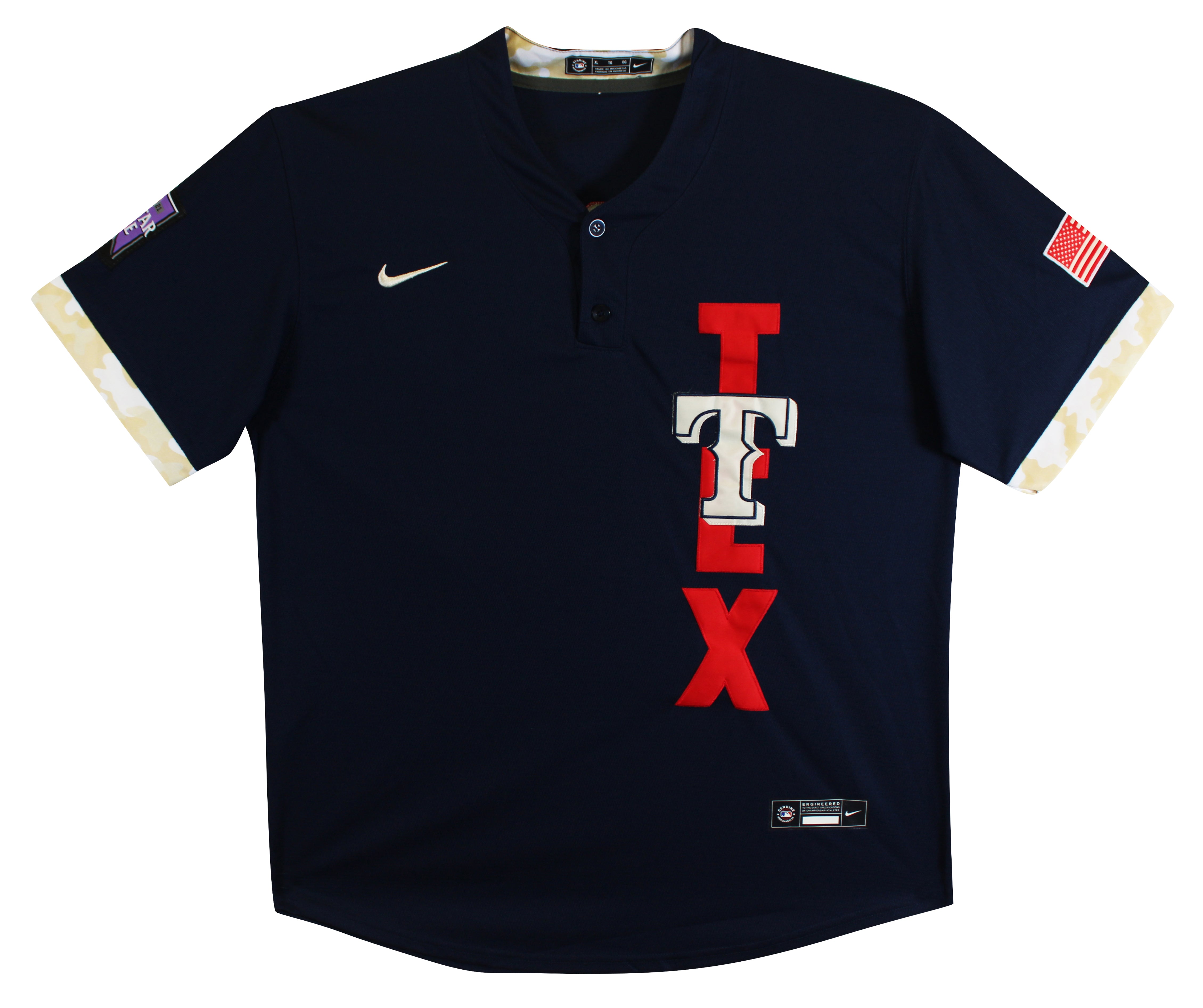 Rangers Jose Adolis Garcia Signed Navy Nike Jersey BAS Witnessed #WR36930