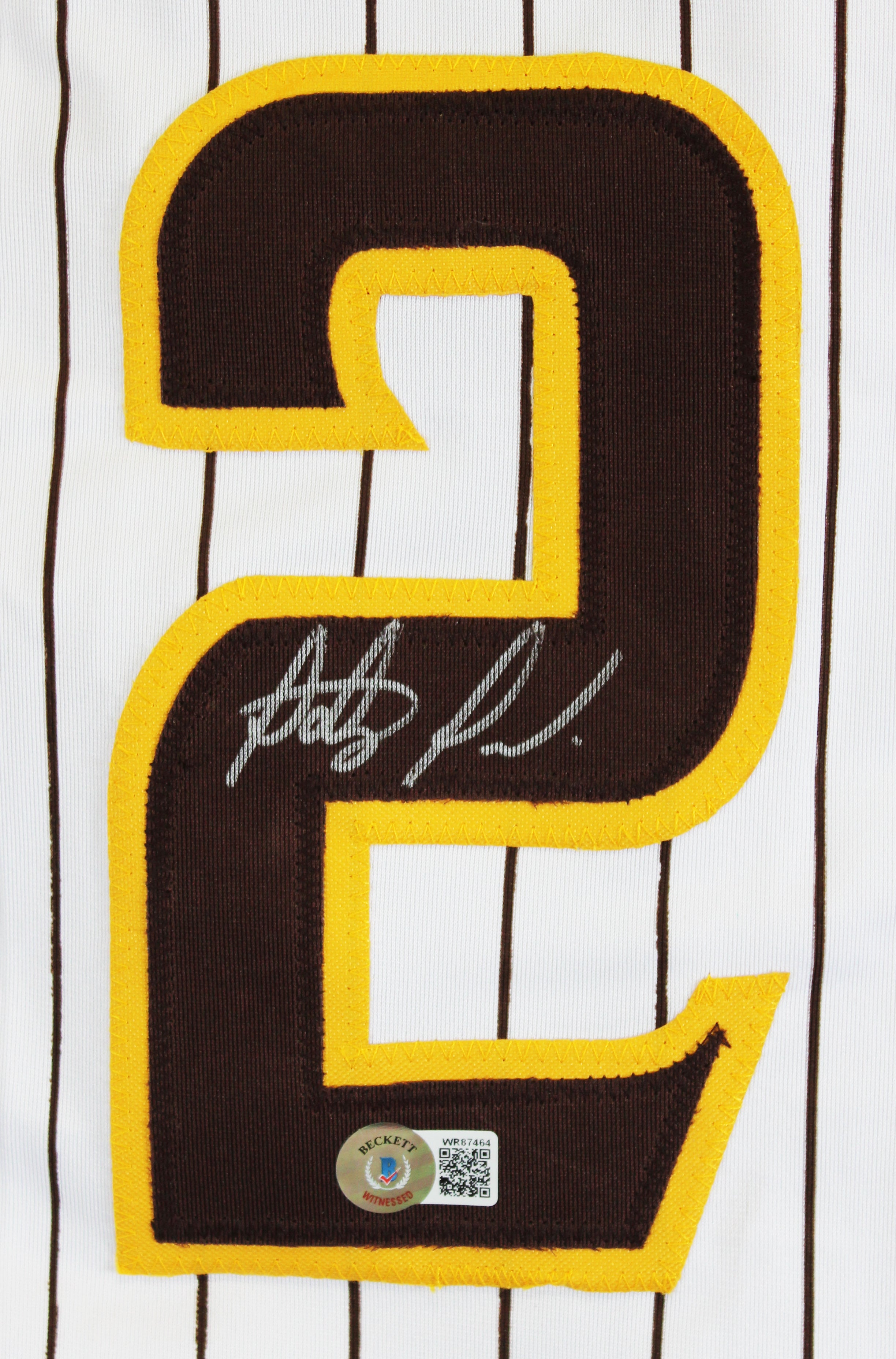 Fernando Tatis Jr. Signed White Pinstripe Pro Style Jersey BAS Witness #WR87464