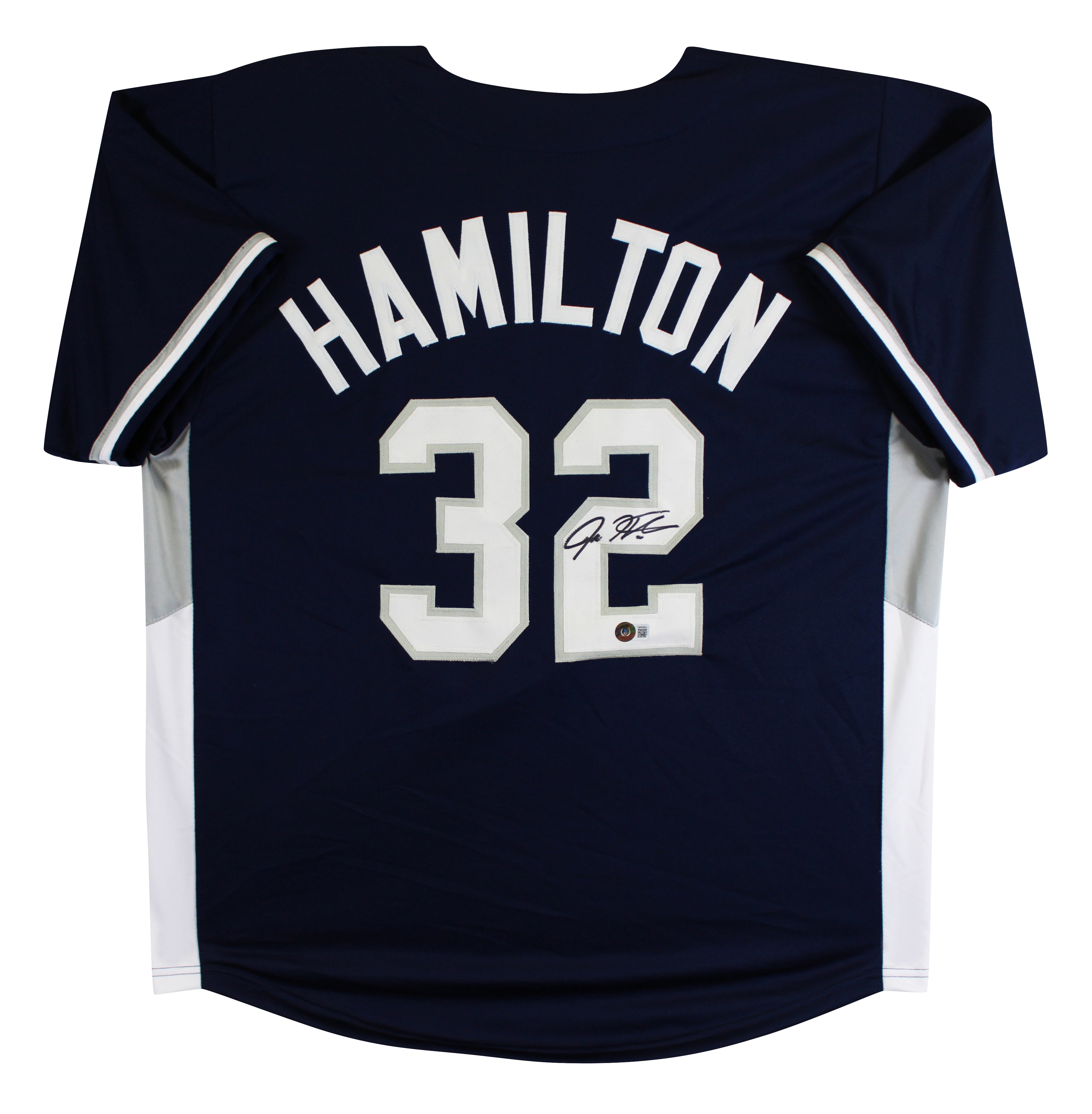Josh Hamilton Signed Navy Pro Style Jersey BAS Witnessed #1W036824