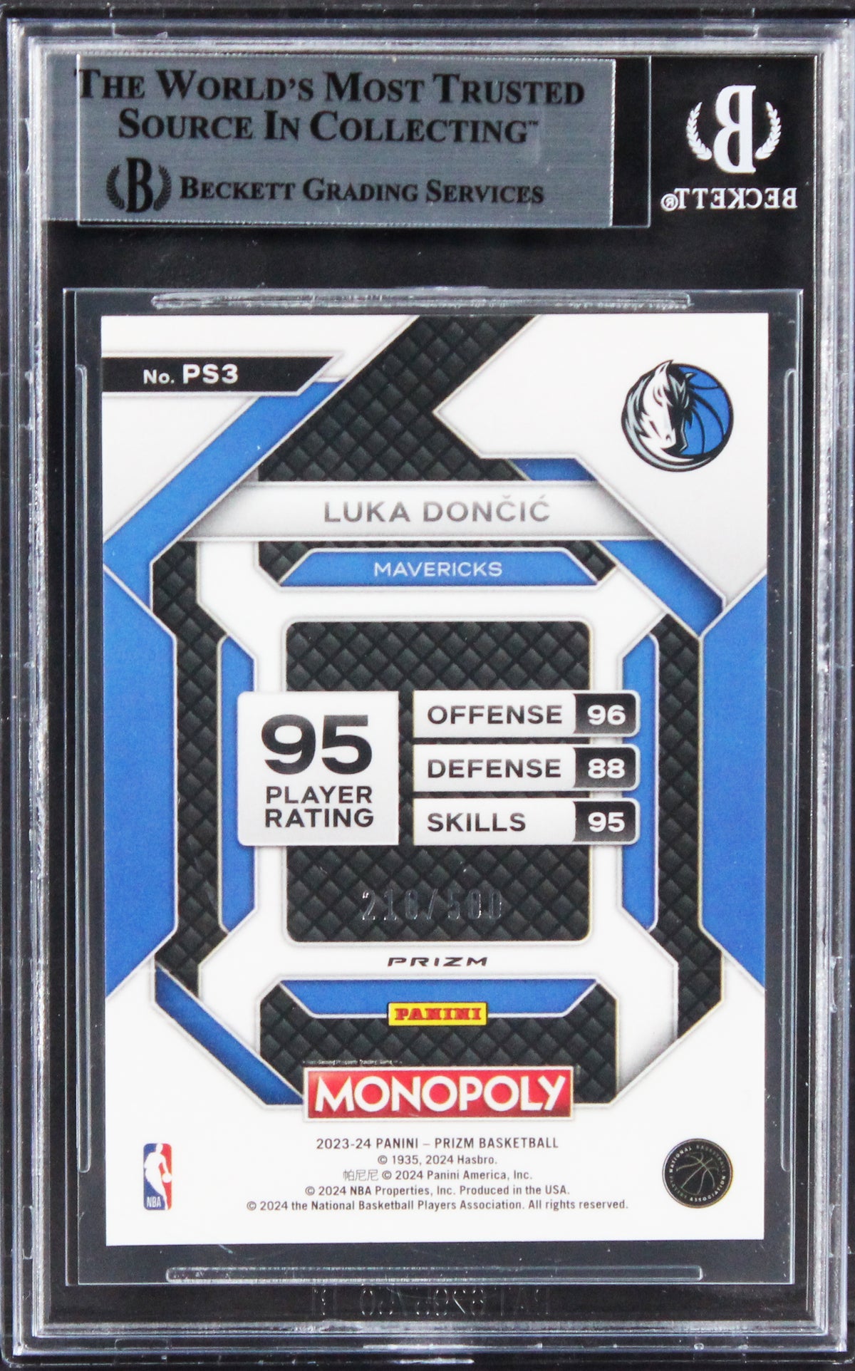 Luka Doncic Signed 2023 Panini Prizm Mono Gold Million Shimmer #22 Card BAS Slab