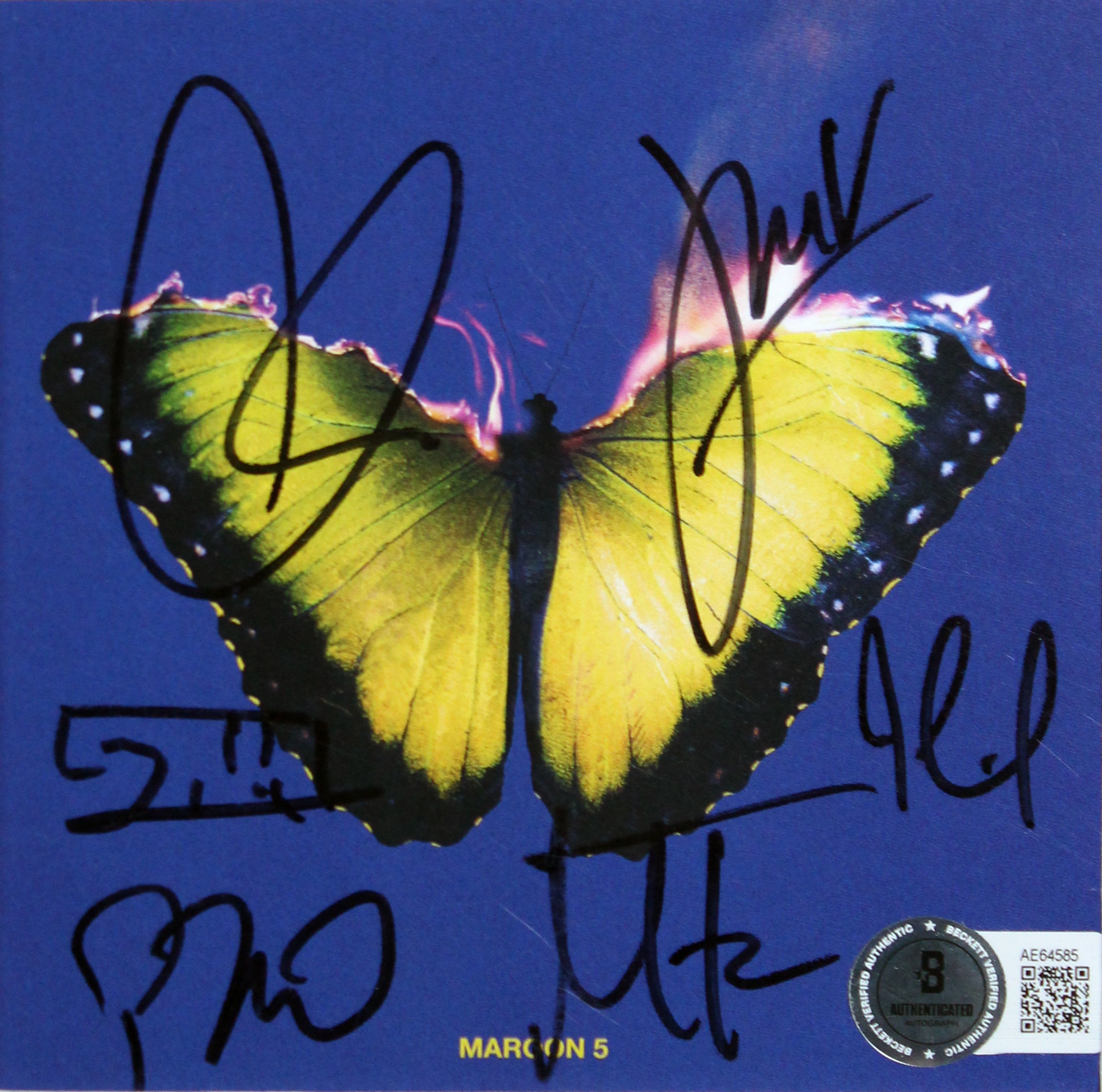 Maroon 5 (6) Levine, Farrar +4 Signed CD Insert Framed Display BAS #AE64585