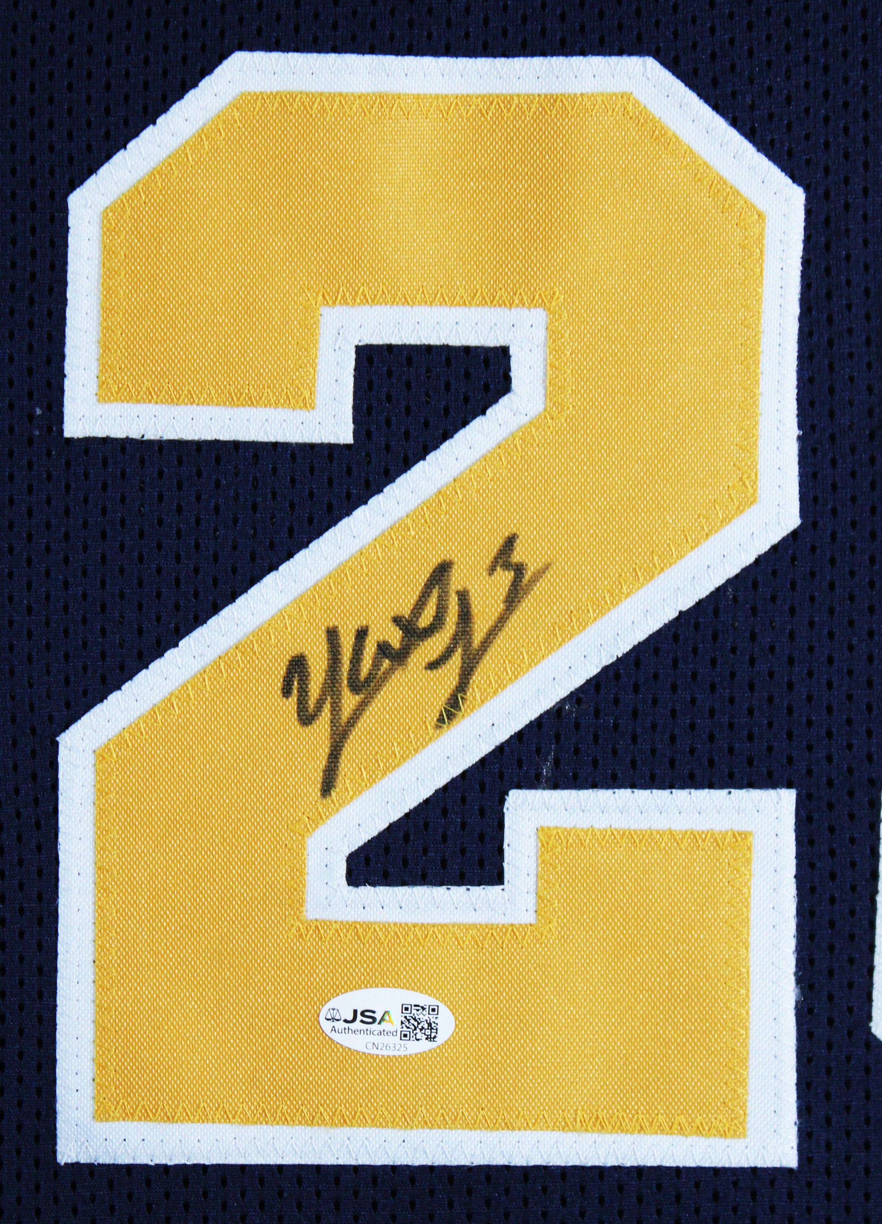 Michigan Yaxel Lendeborg Authentic Signed Navy Pro Style Framed Jersey JSA