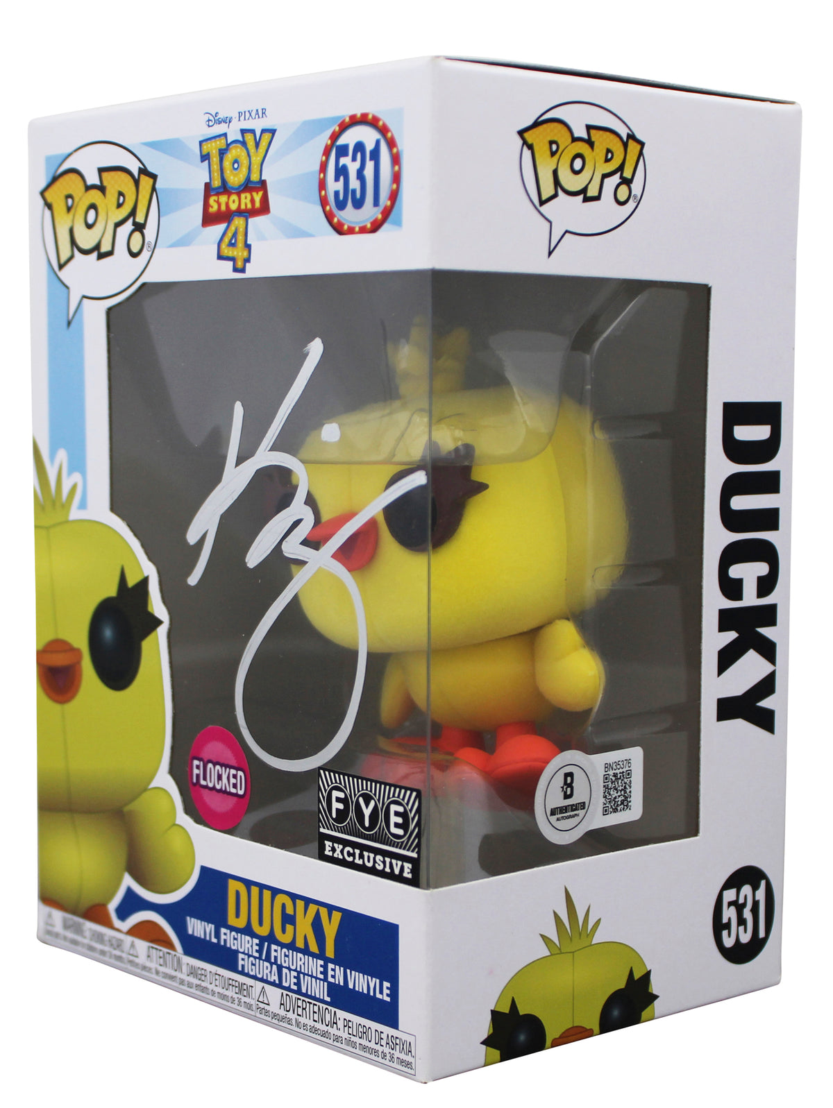 Keegan-Michael Key Toy Story 4 Signed Ducky #531 Funko Pop Figure BAS #BN35376