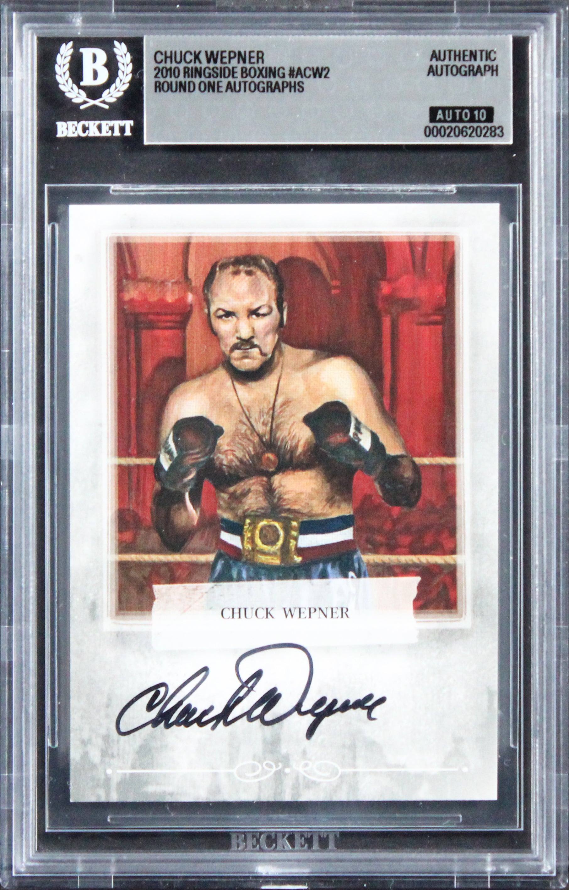 Chuck Wepner Signed 2010 Ringside Boxing #ACW2 Card Auto Grade 10! BAS Slabbed