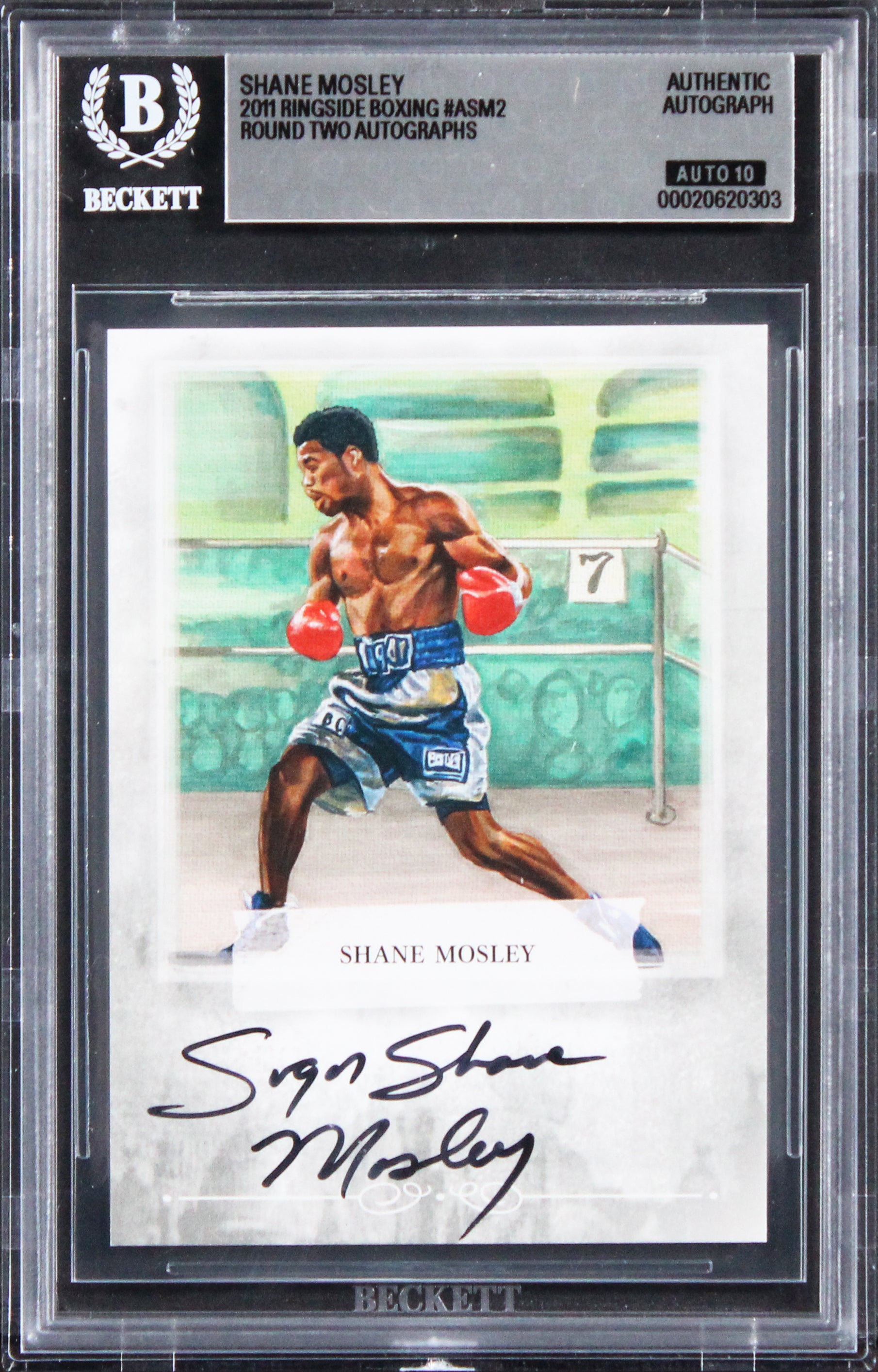 Shane Mosley Signed 2011 Ringside Boxing #ASM2 Card Auto Grade 10! BAS Slabbed