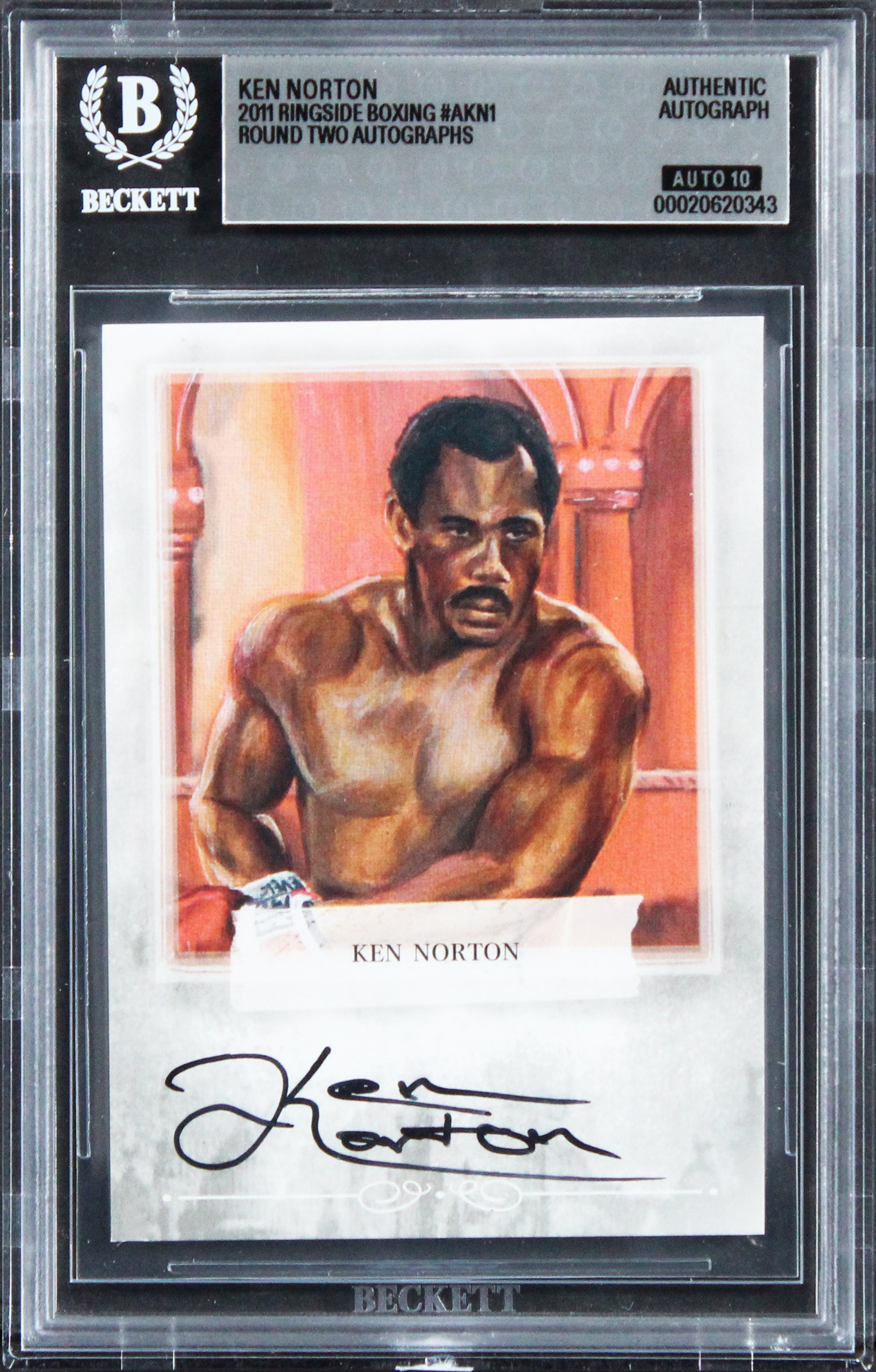 Ken Norton Signed 2011 Ringside Boxing #AKN1 Card Auto Grade GM 10! BAS Slabbed