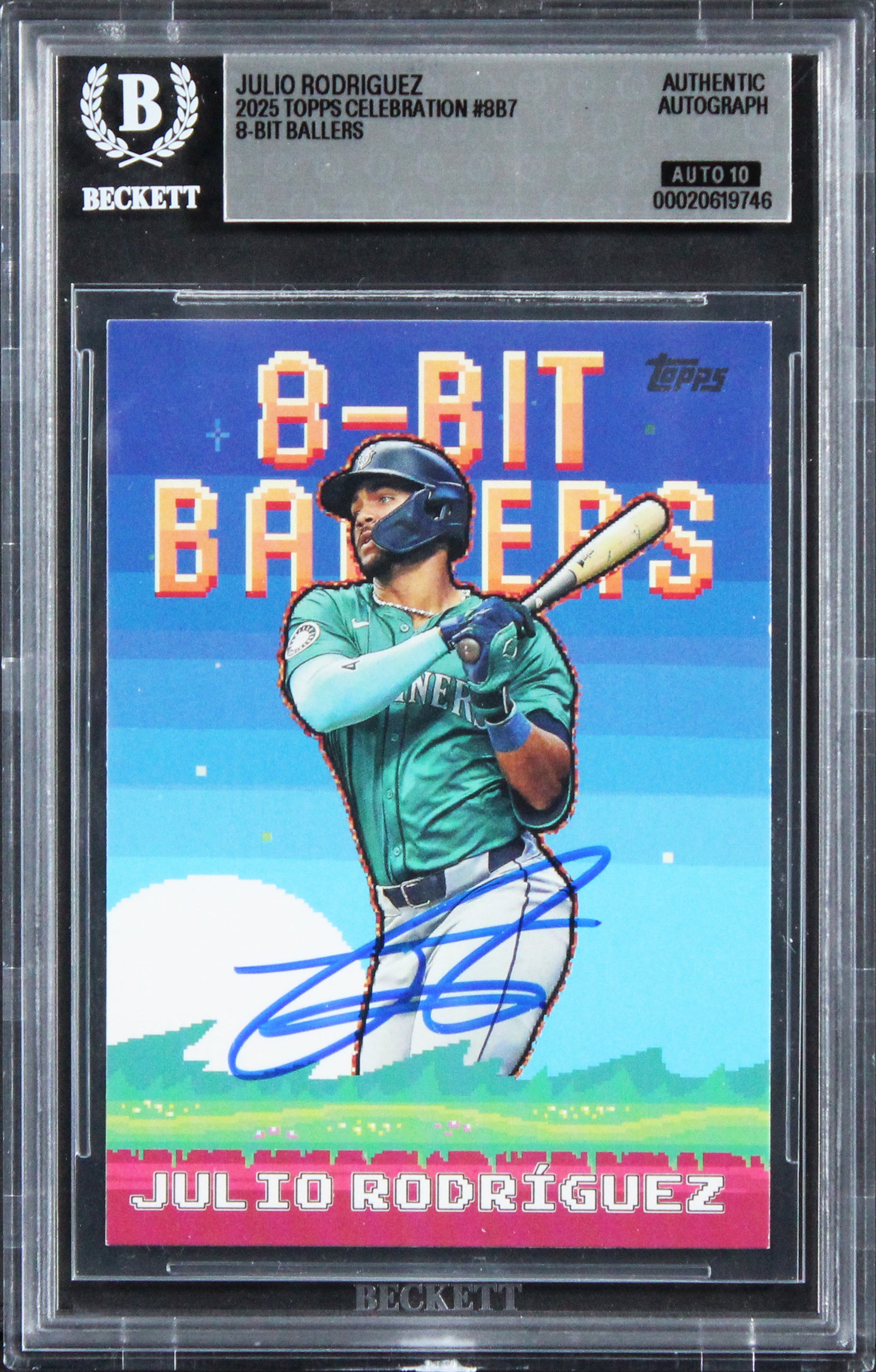 Mariners Julio Rodriguez Signed 2025 Topps #8B7 Card Auto Grade 10! BAS Slabbed