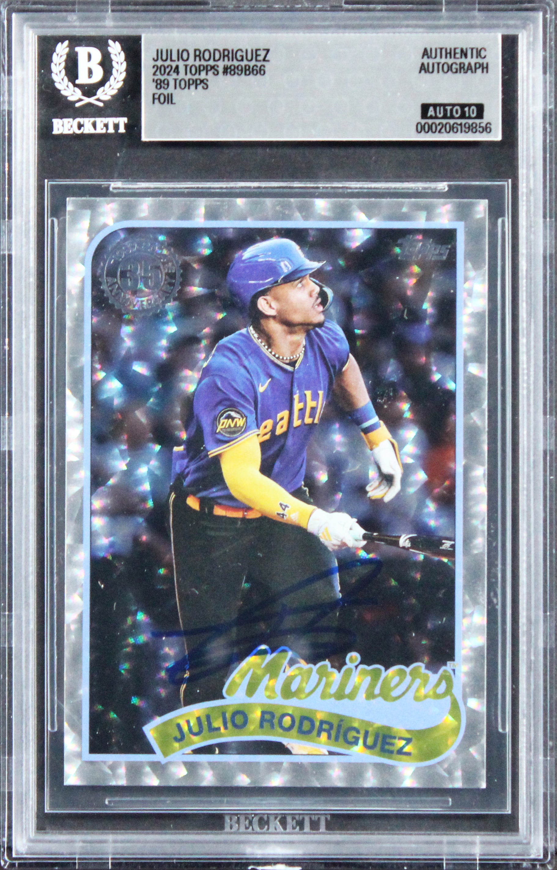 Mariners Julio Rodriguez Signed 2024 Topps #89B66 Card Auto GM 10! BAS Slabbed