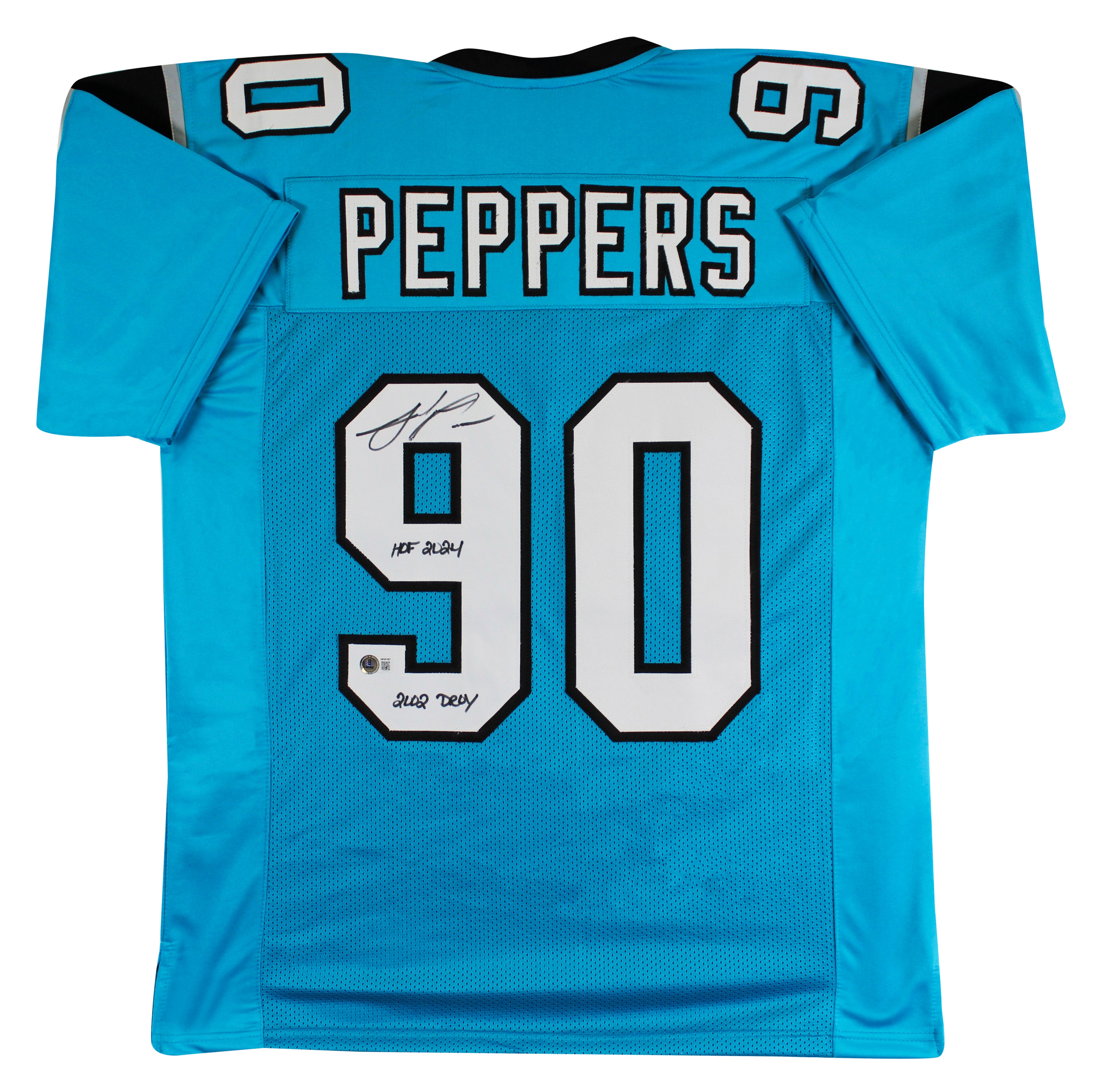 Julius Peppers "HOF 2024, 2002 DROY" Signed Teal Pro Style Jersey BAS Witnessed