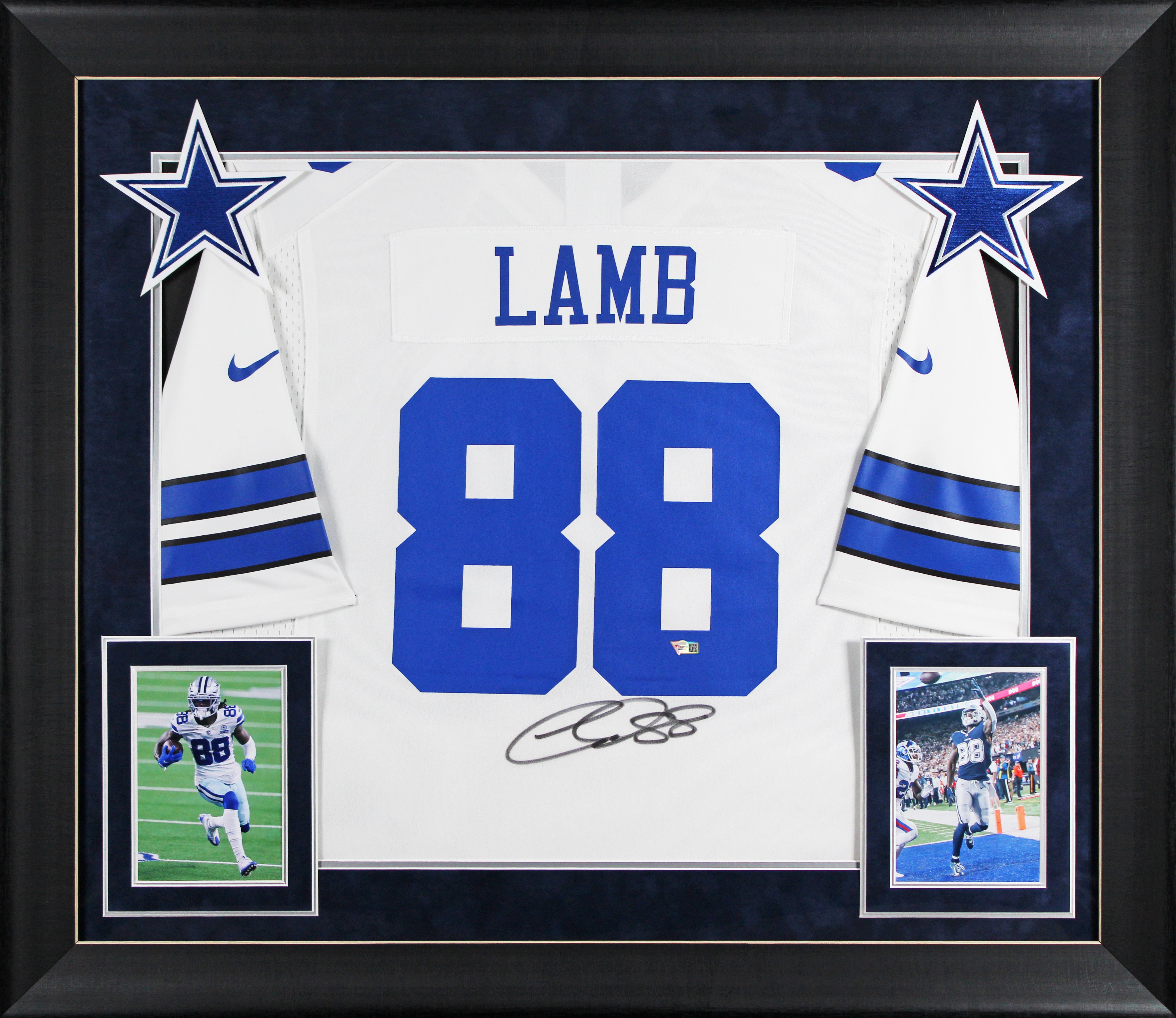 Cowboys CeeDee Lamb Authentic Signed White Nike Game Framed Jersey Fanatics