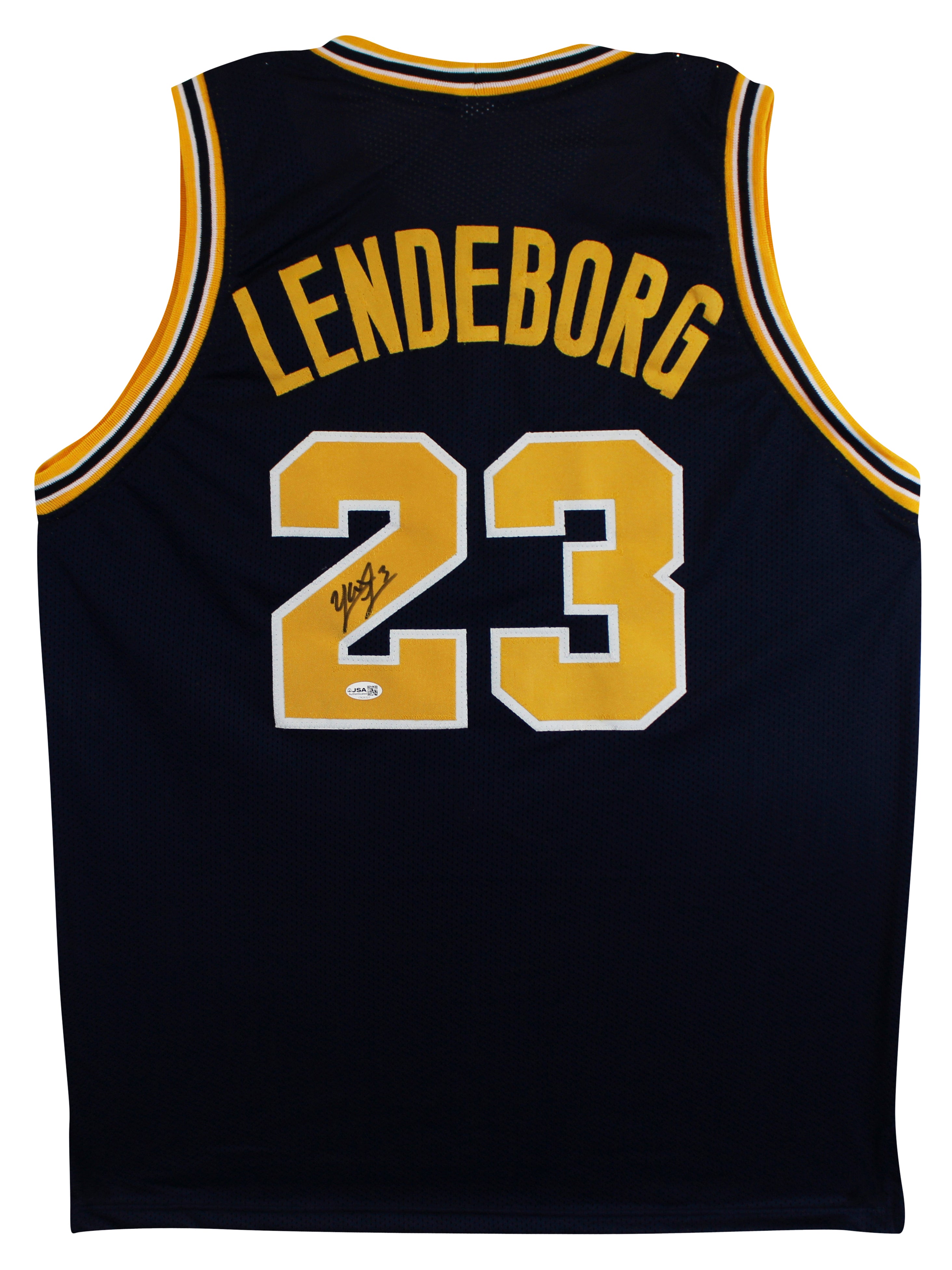Michigan Yaxel Lendeborg Authentic Signed Navy Pro Style Jersey Autographed JSA