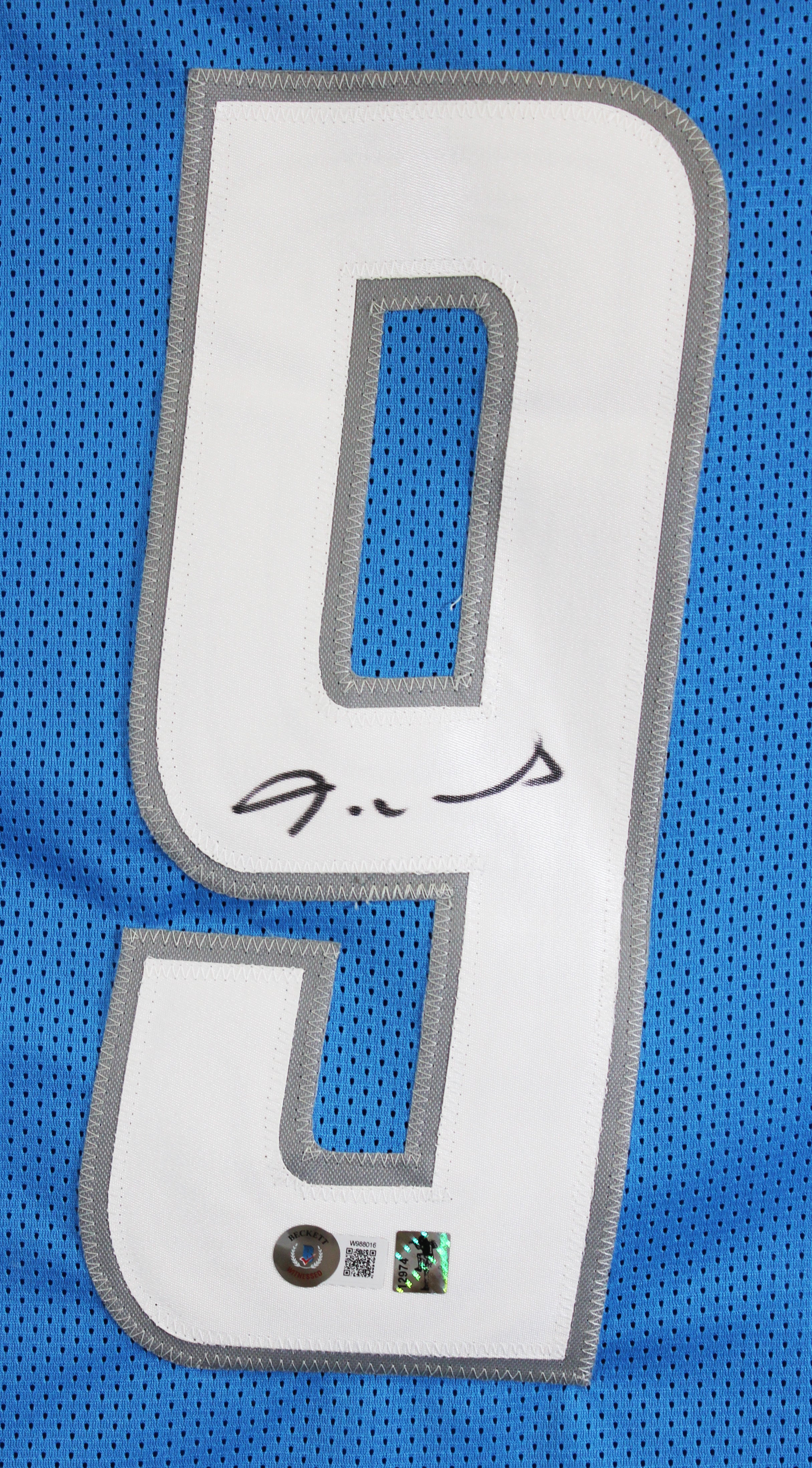 Jameson Williams Authentic Signed Blue Pro Style Jersey BAS Witnessed #W988016