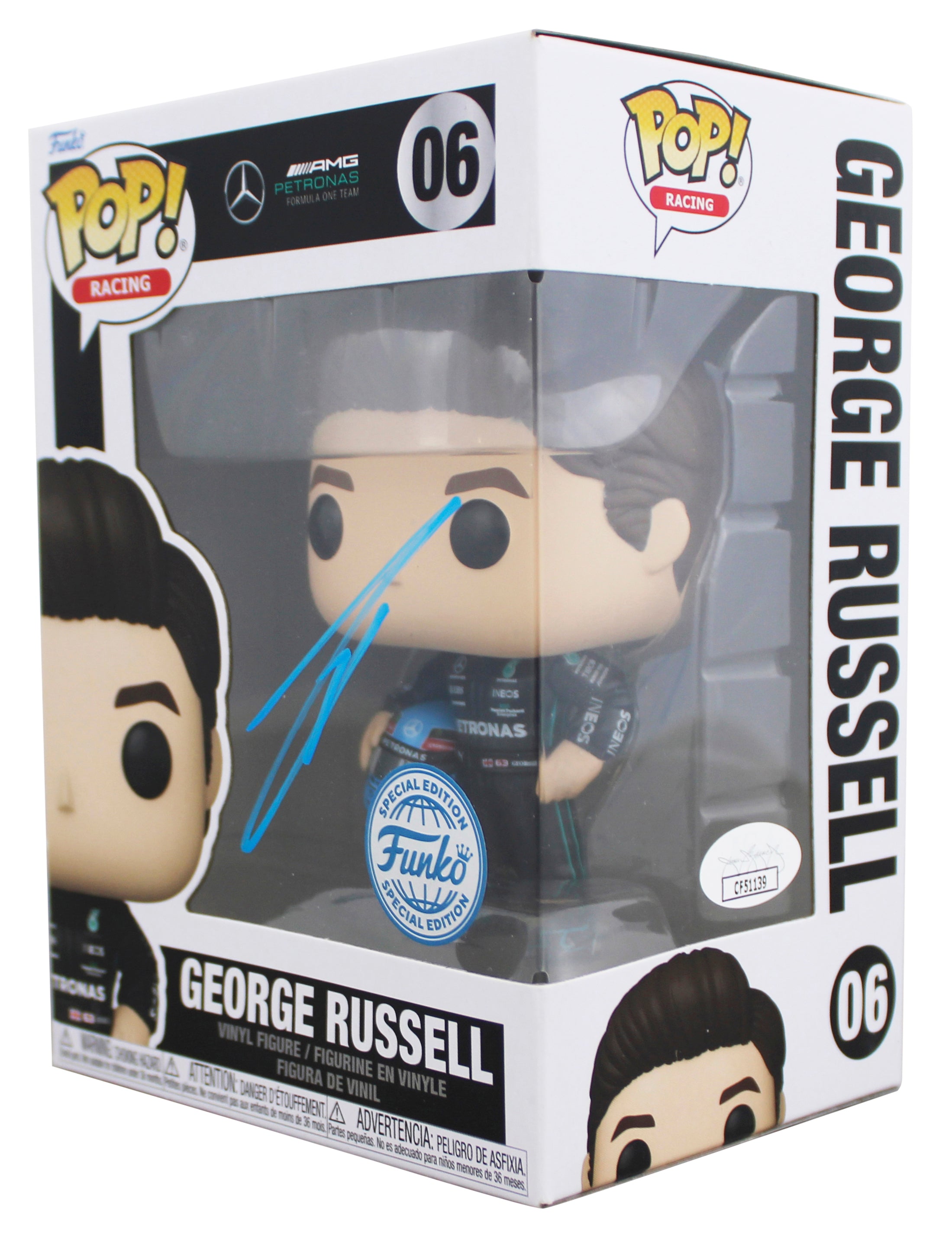 George Russell Formula 1 Signed #06 Funko Pop Vinyl Figure JSA #CF51139
