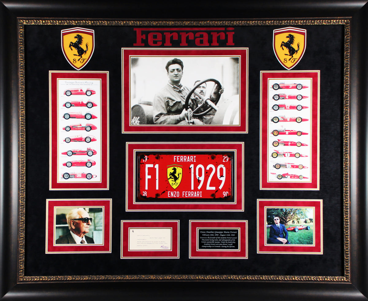 Enzo Ferrari Authentic Signed & Framed 3x5 Letter Autographed BAS #AE09903