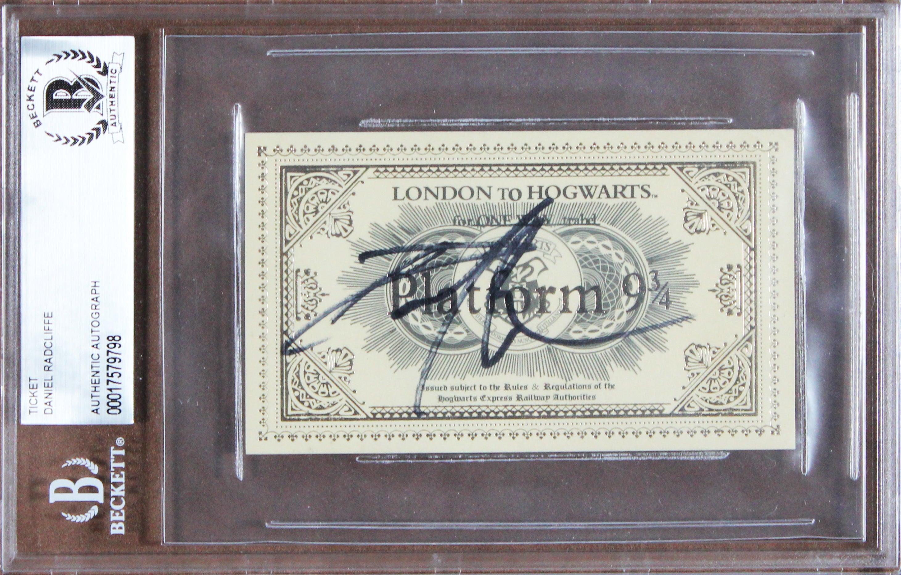 Daniel Radcliffe Signed 3x4 Hogwarts Express Ticket Framed Display BAS Slabbed
