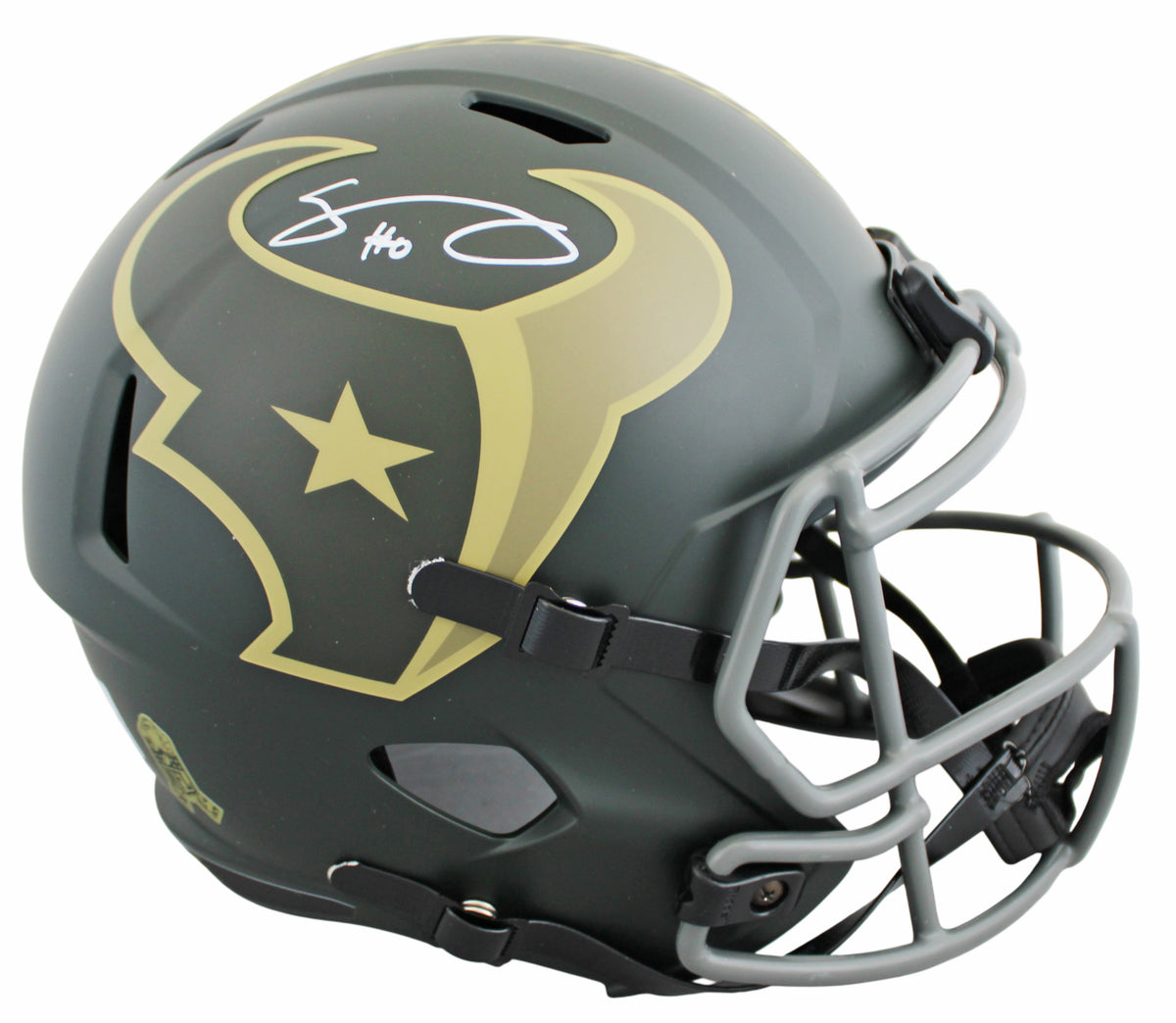 Texans Azeez Al-Shaair Signed STS IV Full Size Speed Rep Helmet BAS Witnessed