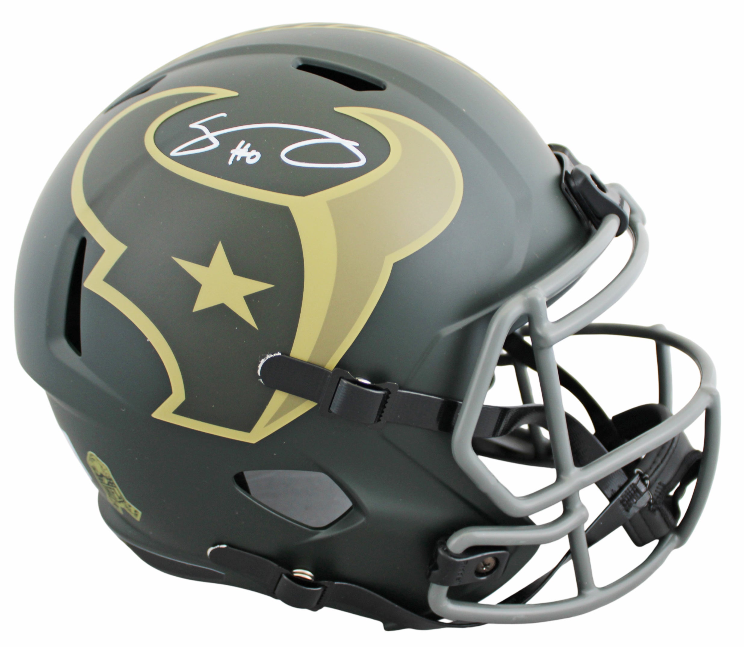 Texans Azeez Al-Shaair Signed STS IV Full Size Speed Rep Helmet W/ Case BAS Wit