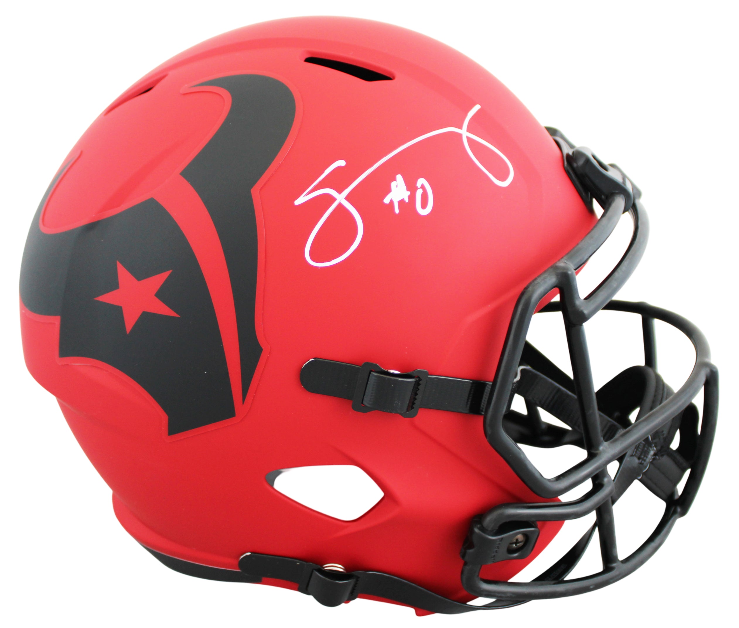 Texans Azeez Al-Shaair Signed Rave Full Size Speed Rep Helmet W/ Case BAS Wit