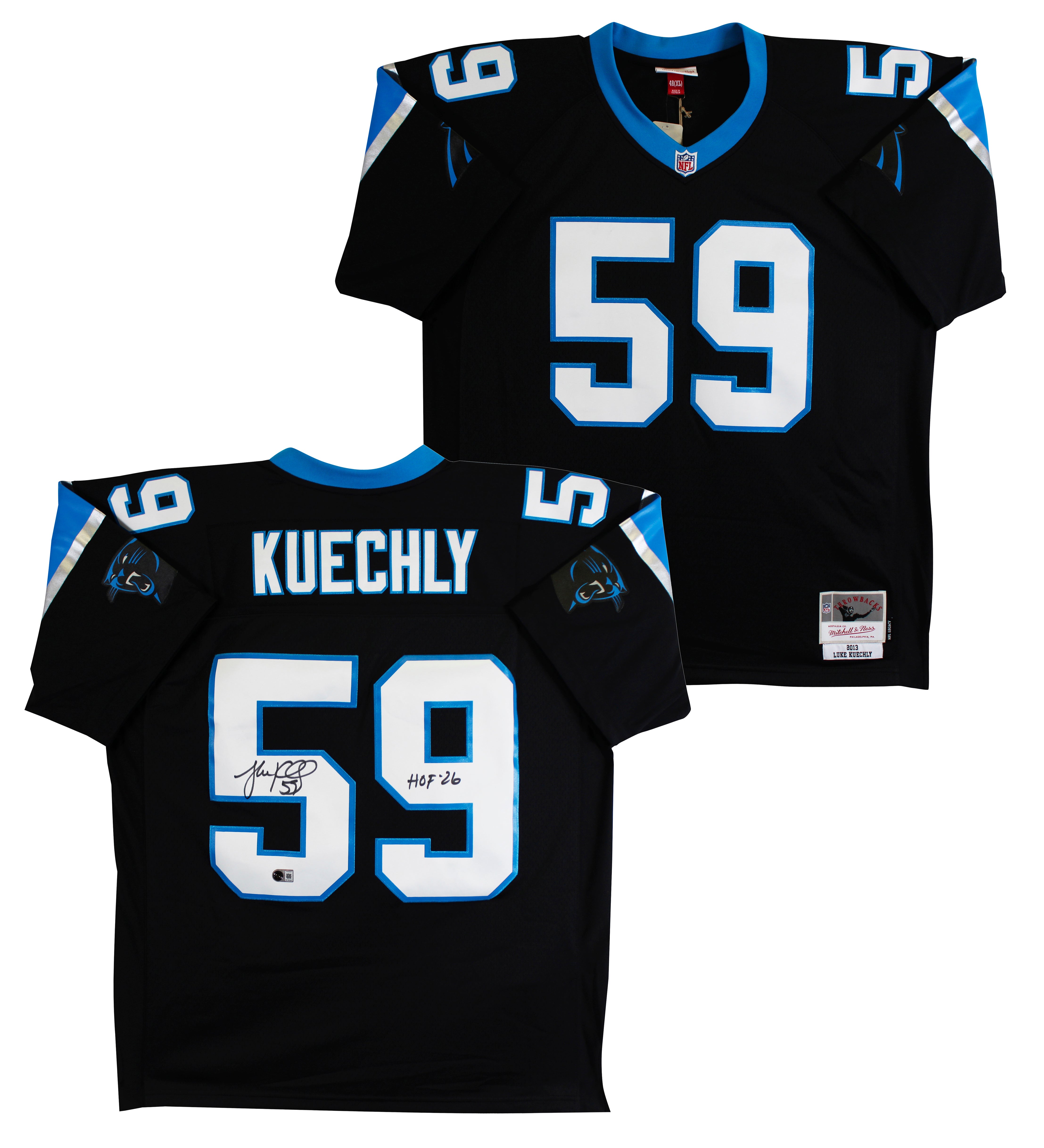 Panthers Luke Kuechly "HOF 26" Signed Black Mitchell & Ness Jersey BAS Witnessed