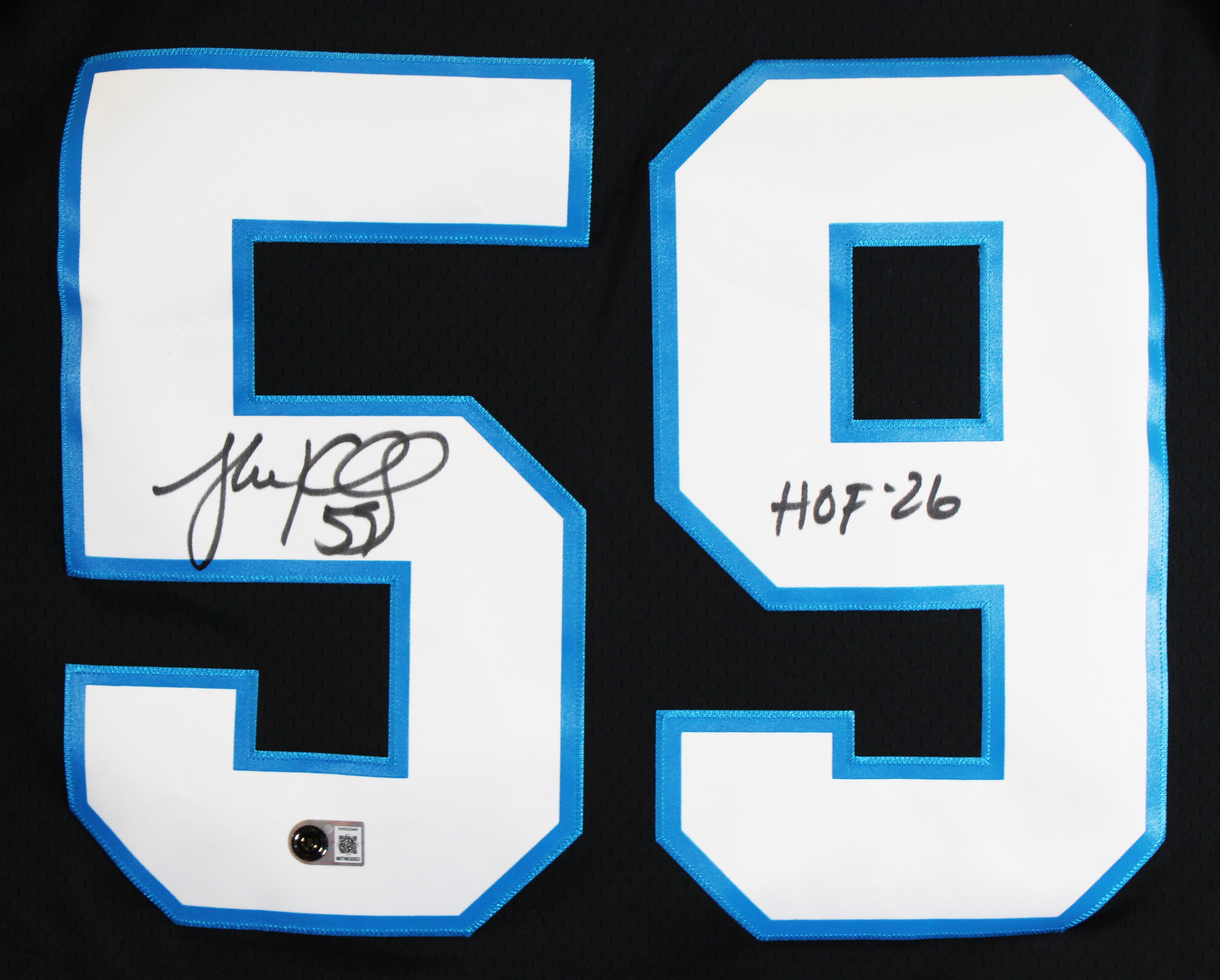 Panthers Luke Kuechly "HOF 26" Signed Black Mitchell & Ness Jersey BAS Witnessed