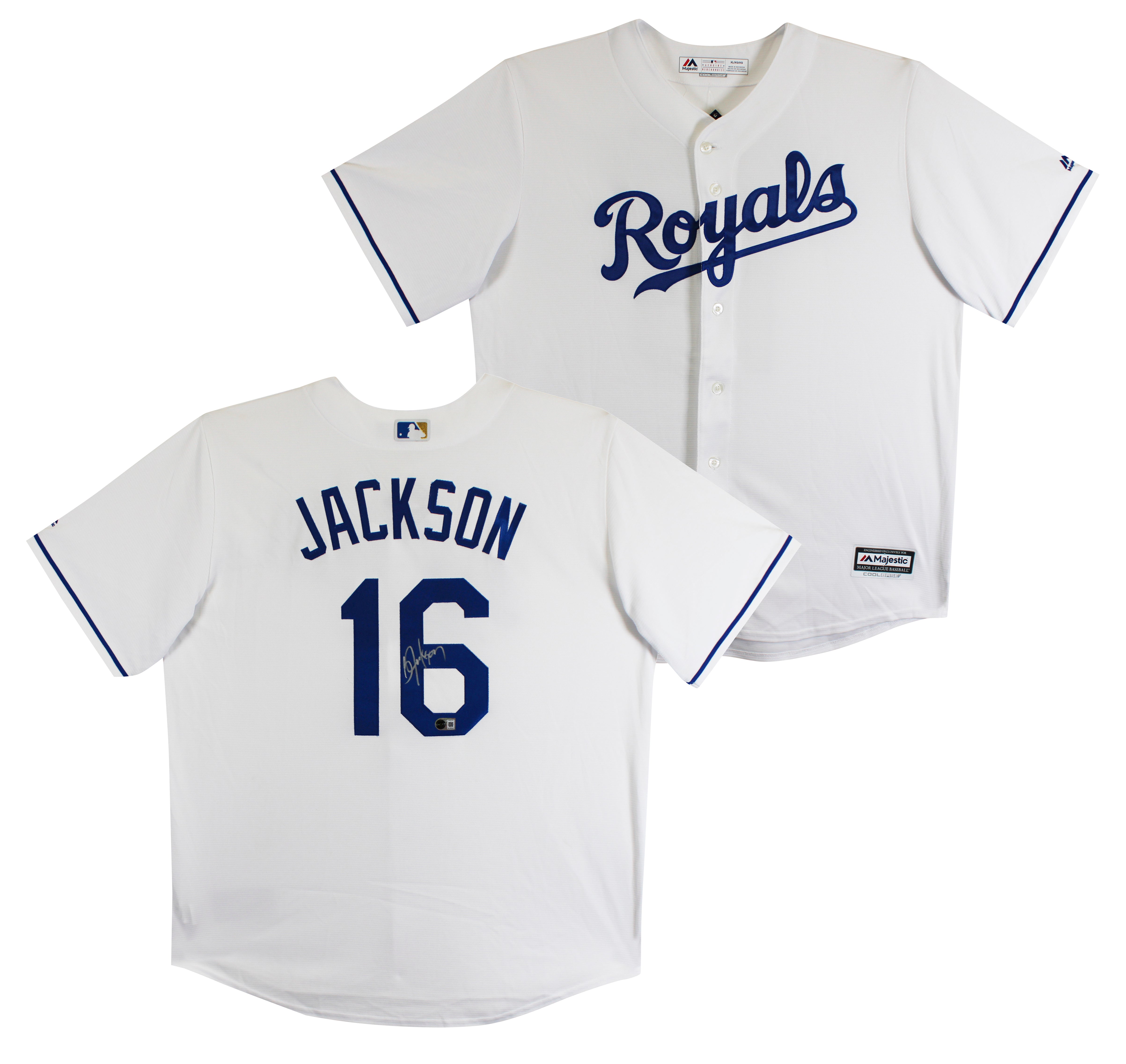 Royals Bo Jackson Authentic Signed White Majestic Cool Base Jersey BAS Witnessed