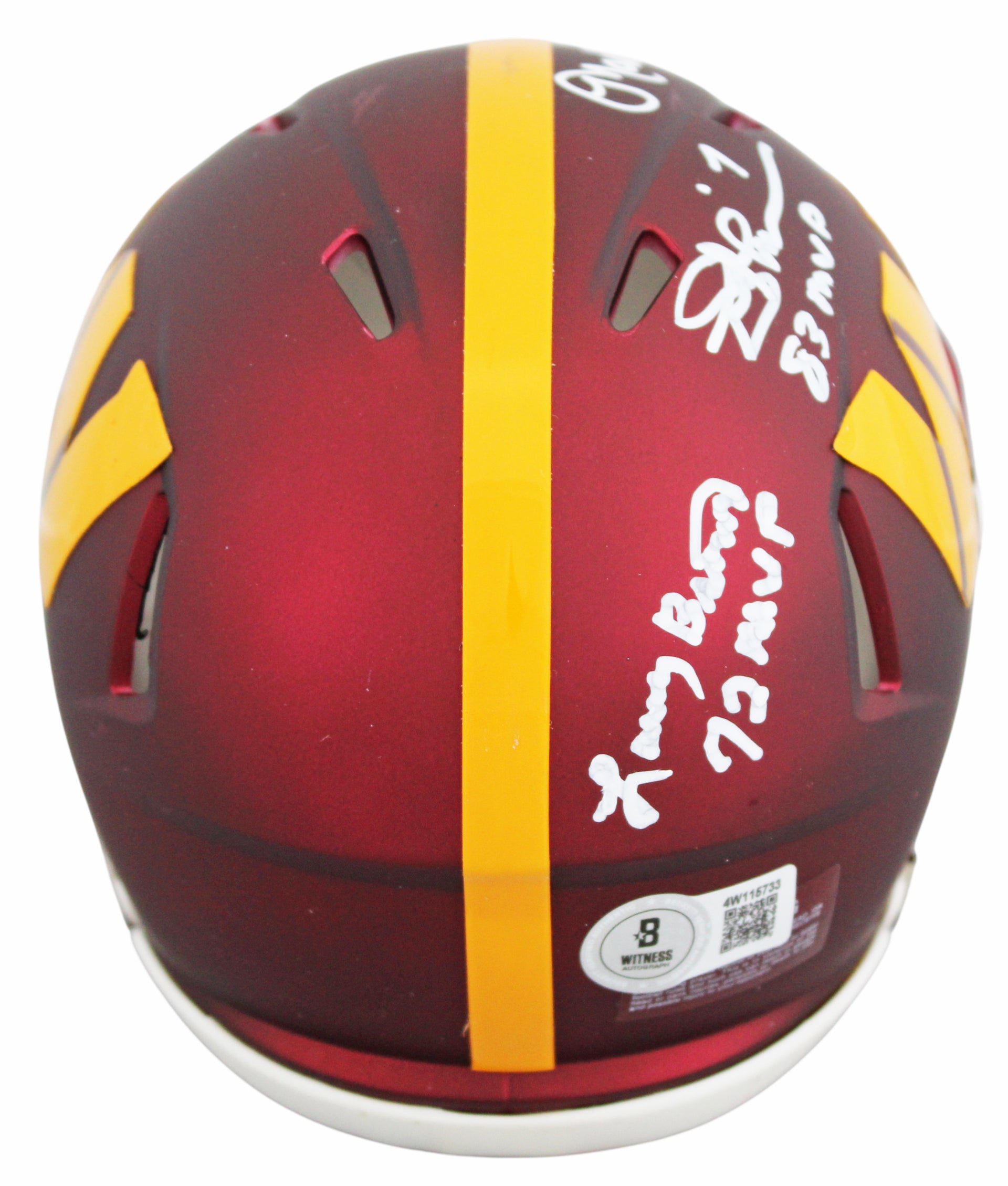 Commanders (3) Theismann, Moseley & Brown Signed Speed Mini Helmet BAS Witnessed