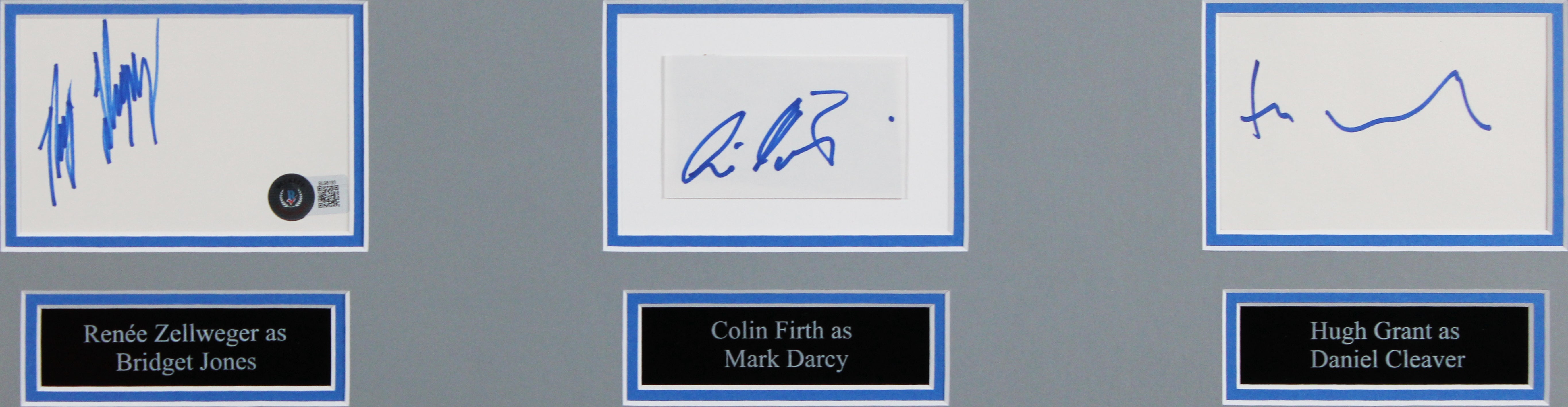 Bridget Jones's Diary (3) Zellweger, Firth & Grant Signed Framed Display BAS