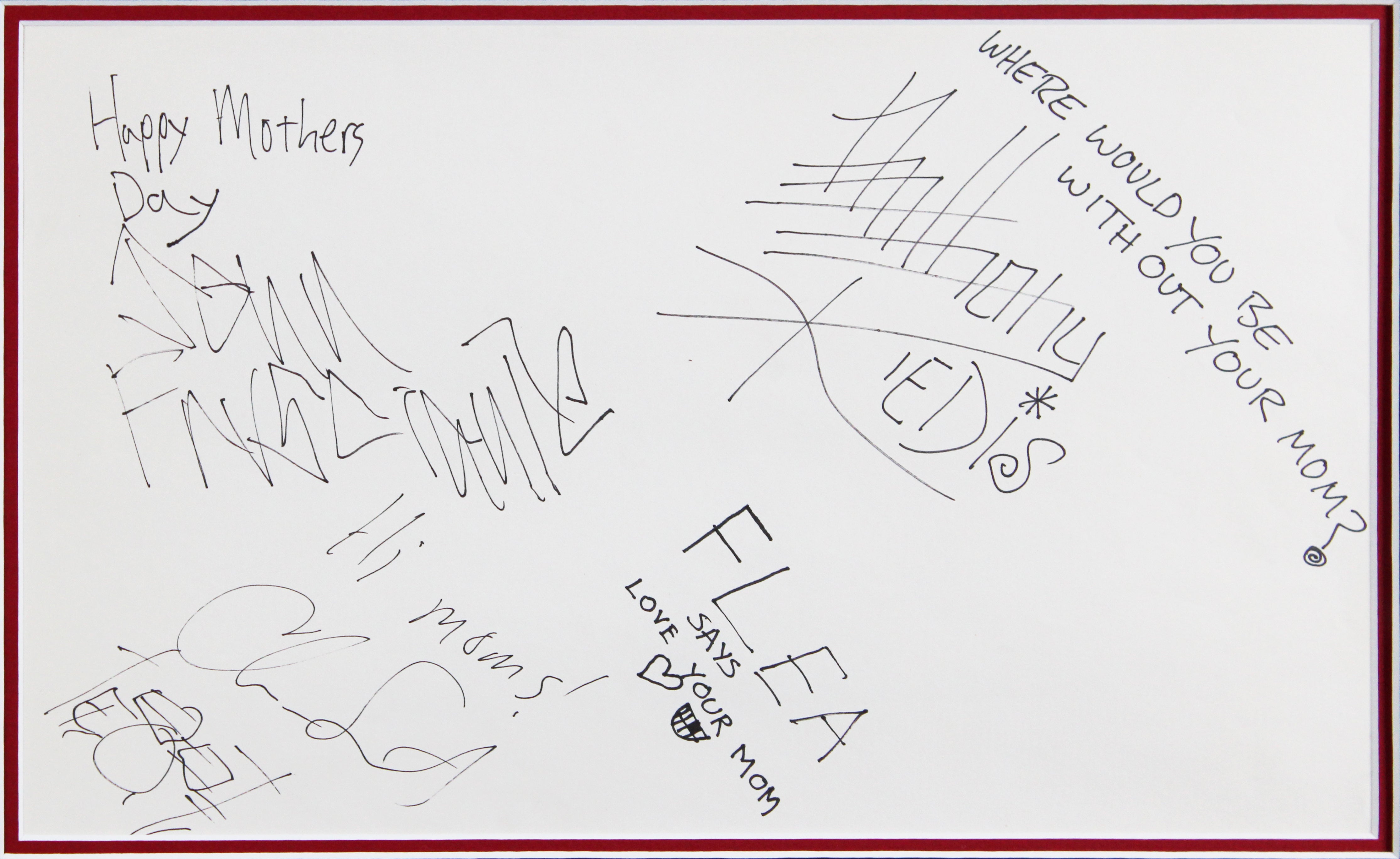 RHCP (4) Kiedis, Flea, Smith, & Frusciante Signed & Framed 8.5x14 Cut BAS LOA