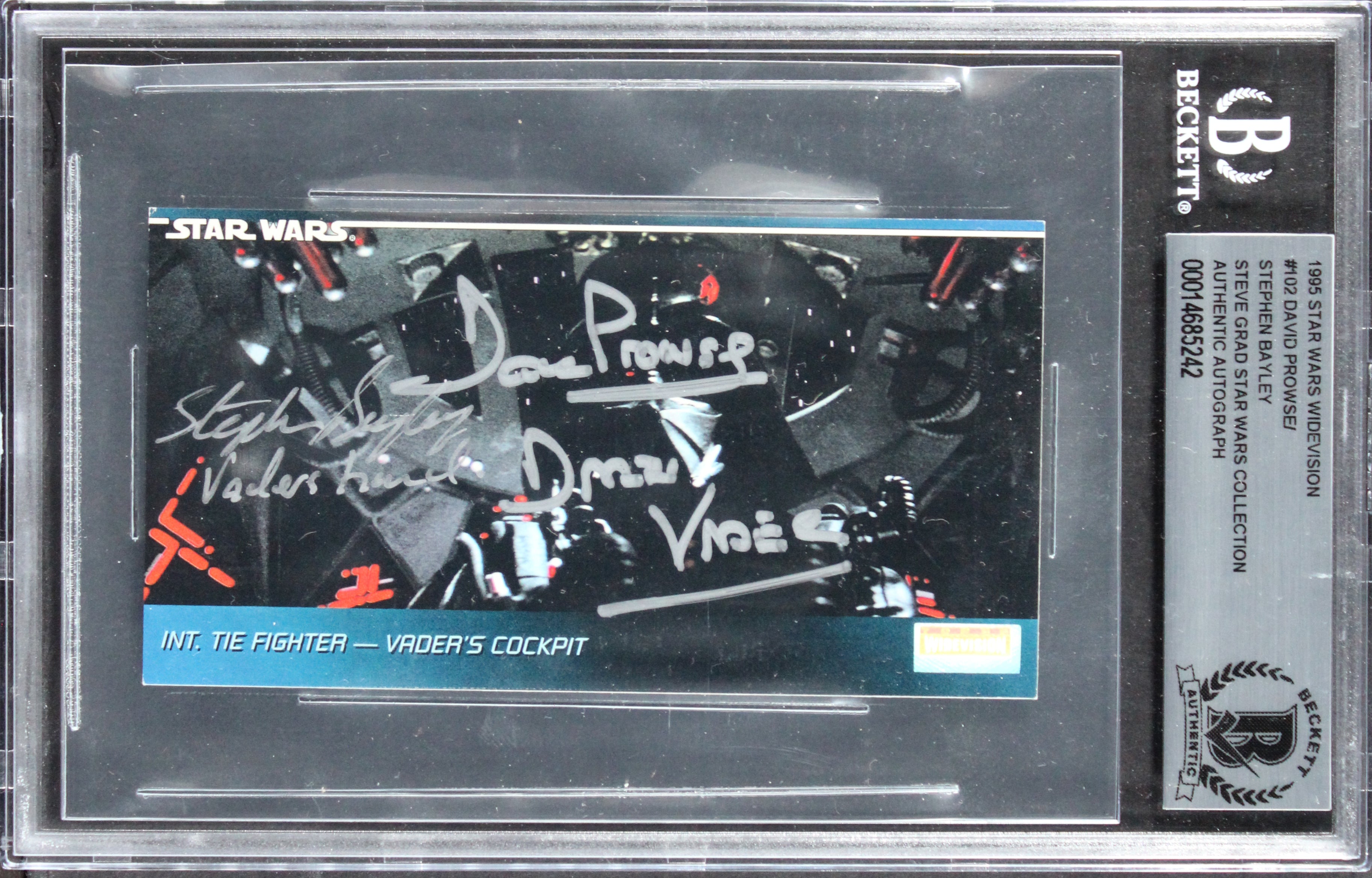(2) Prowse & Bayley Signed 1995 Star Wars Widevision #102 Card BAS Slabbed