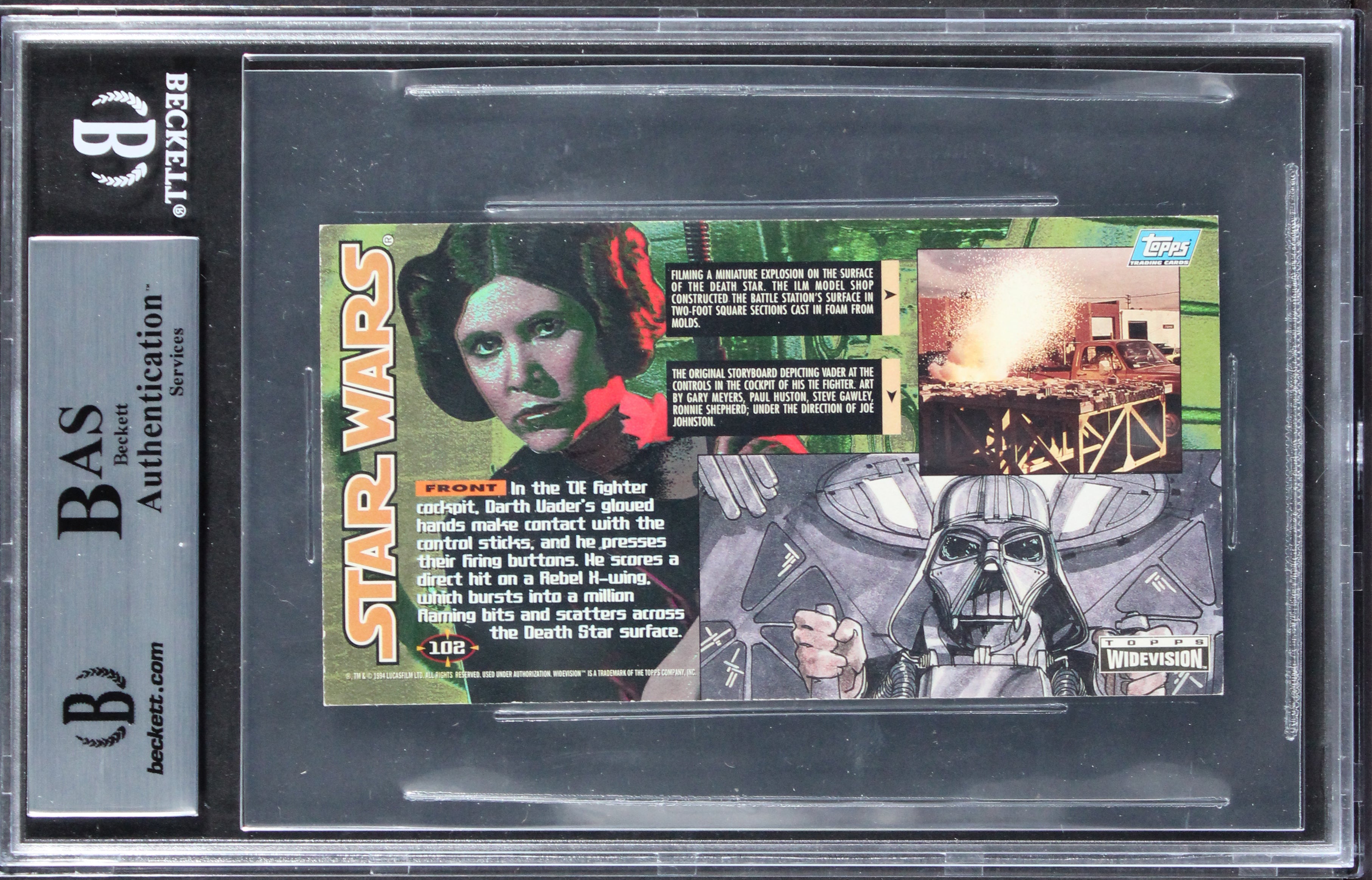 (2) Prowse & Bayley Signed 1995 Star Wars Widevision #102 Card BAS Slabbed