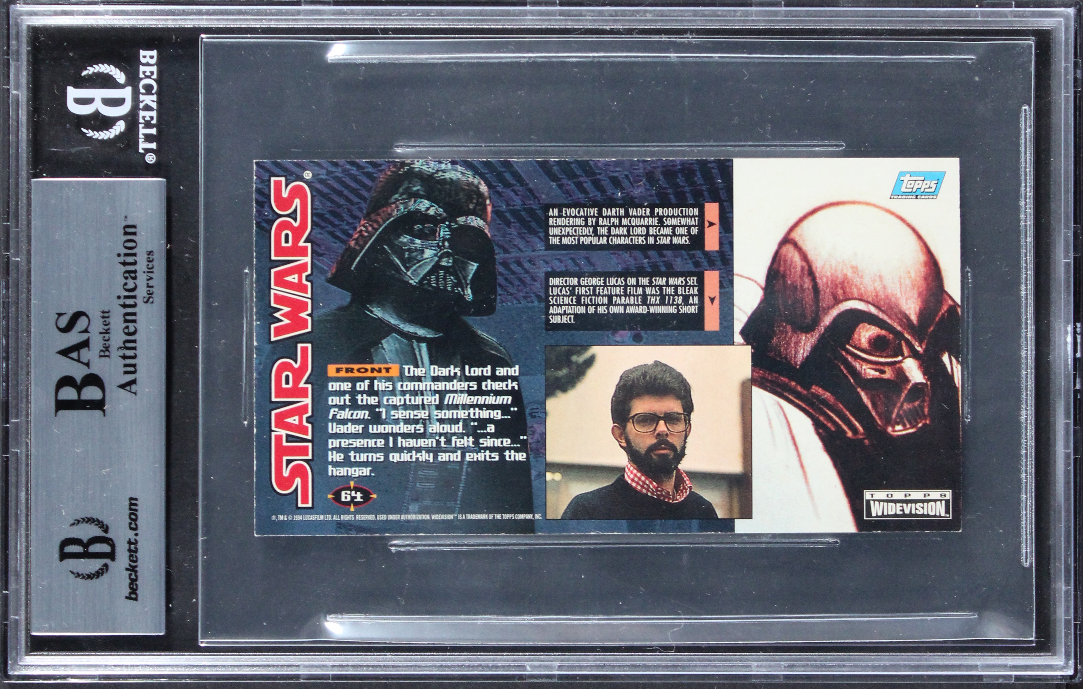 (2) Prowse & Muncke "w/ Insc" Signed 1995 Star Wars Widevision #64 Card BAS Slab
