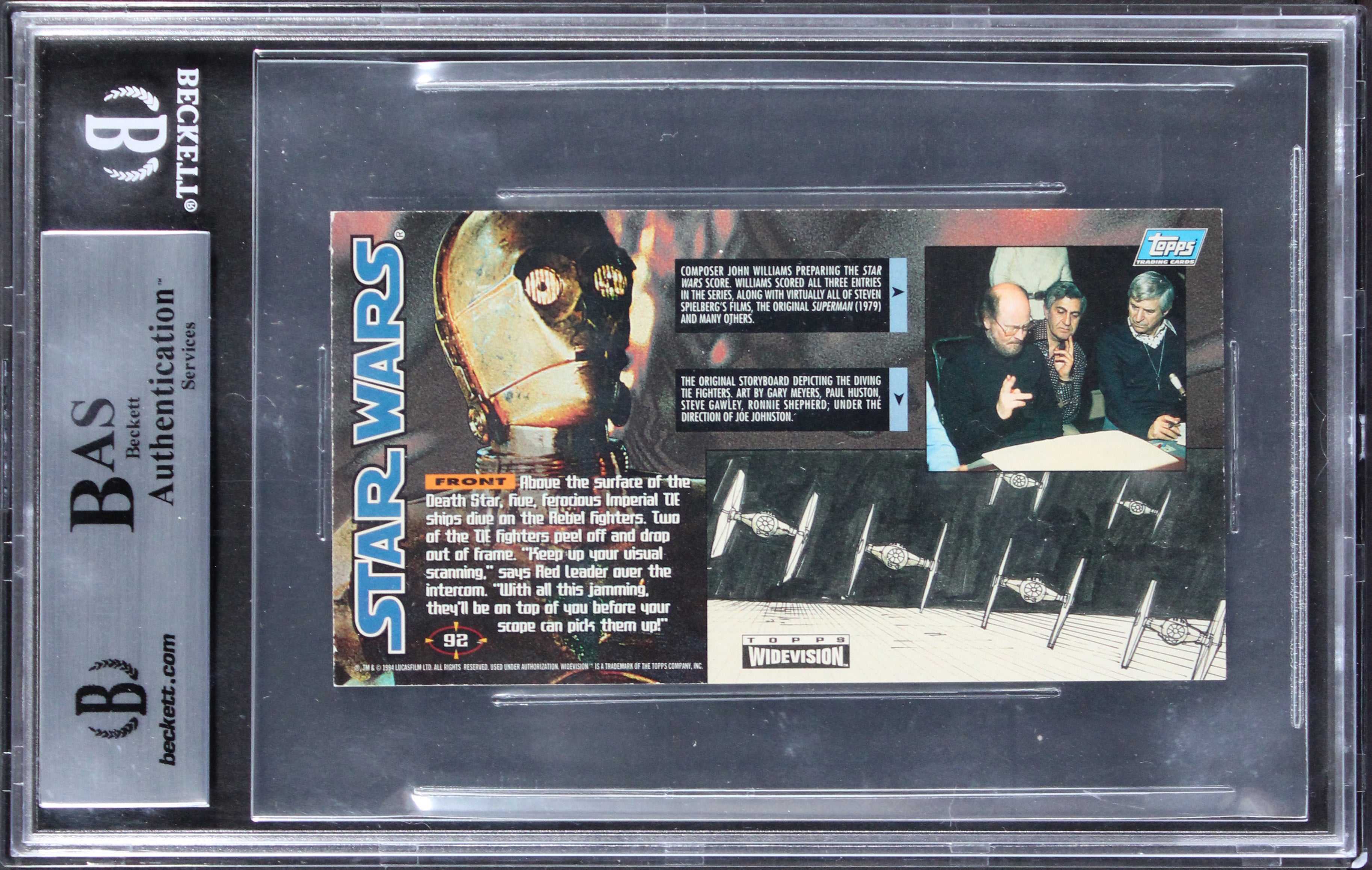 (6) Peterson, Huston +4 Signed 1995 Star Wars Widevision #92 Card BAS Slabbed
