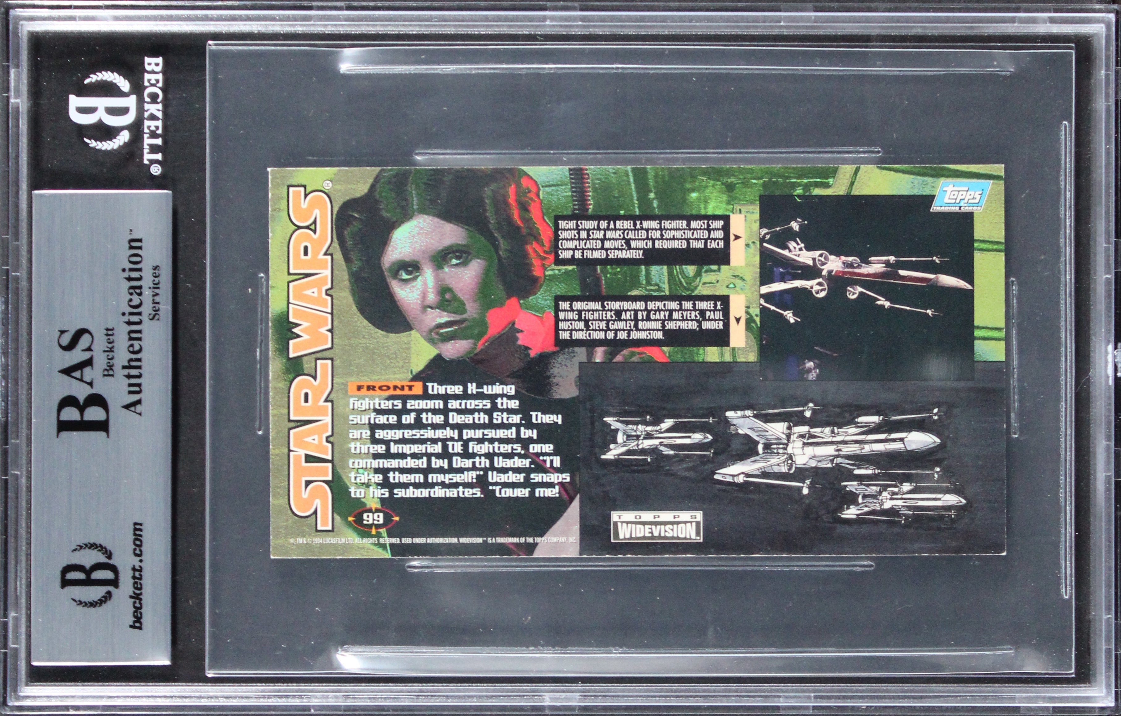 (6) Peterson, Beasley +4 Signed 1995 Star Wars Widevision #99 Card BAS Slabbed