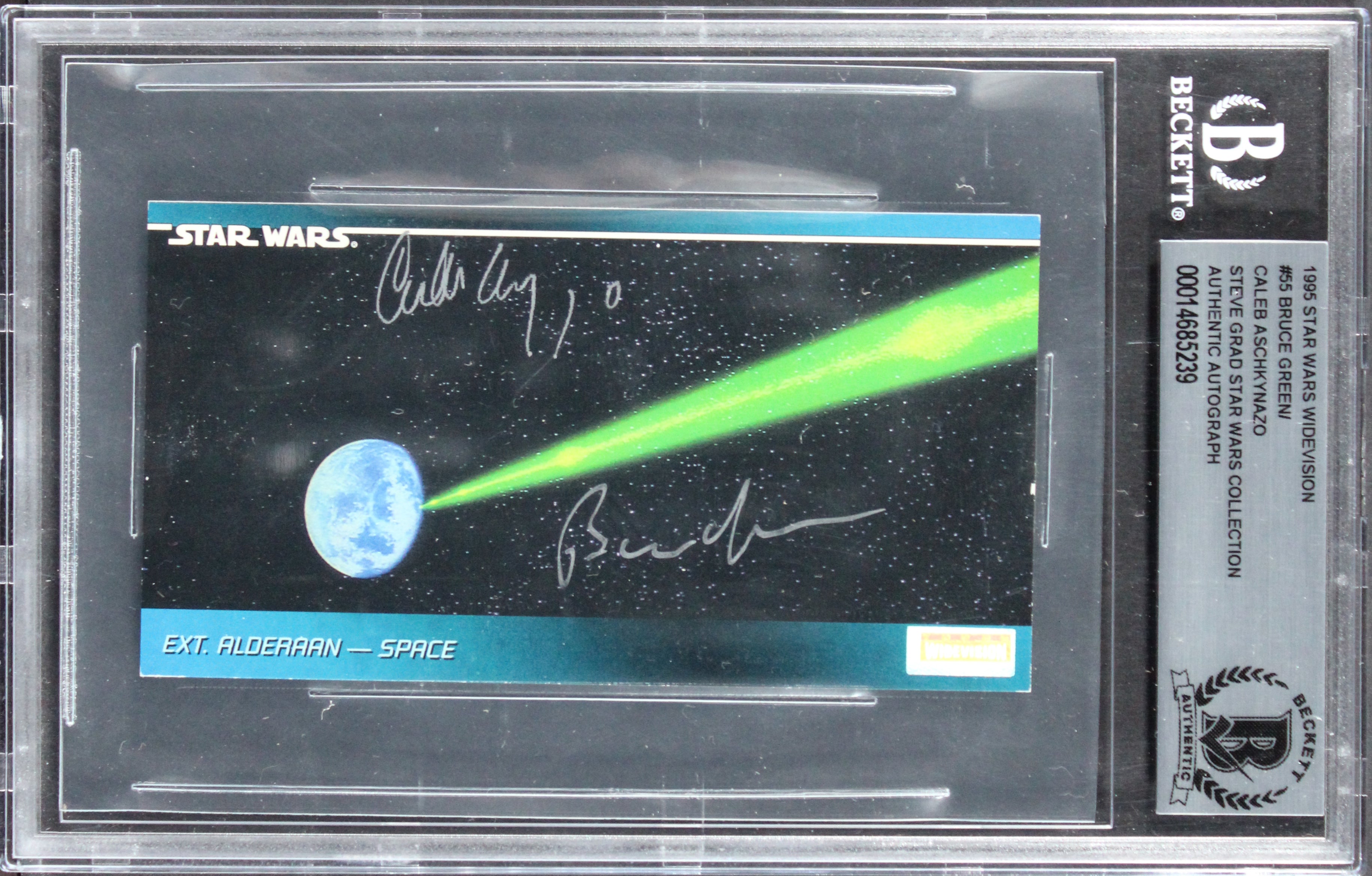 (2) Green & Aschkynazo Signed 1995 Star Wars Widevision #55 Card BAS Slabbed