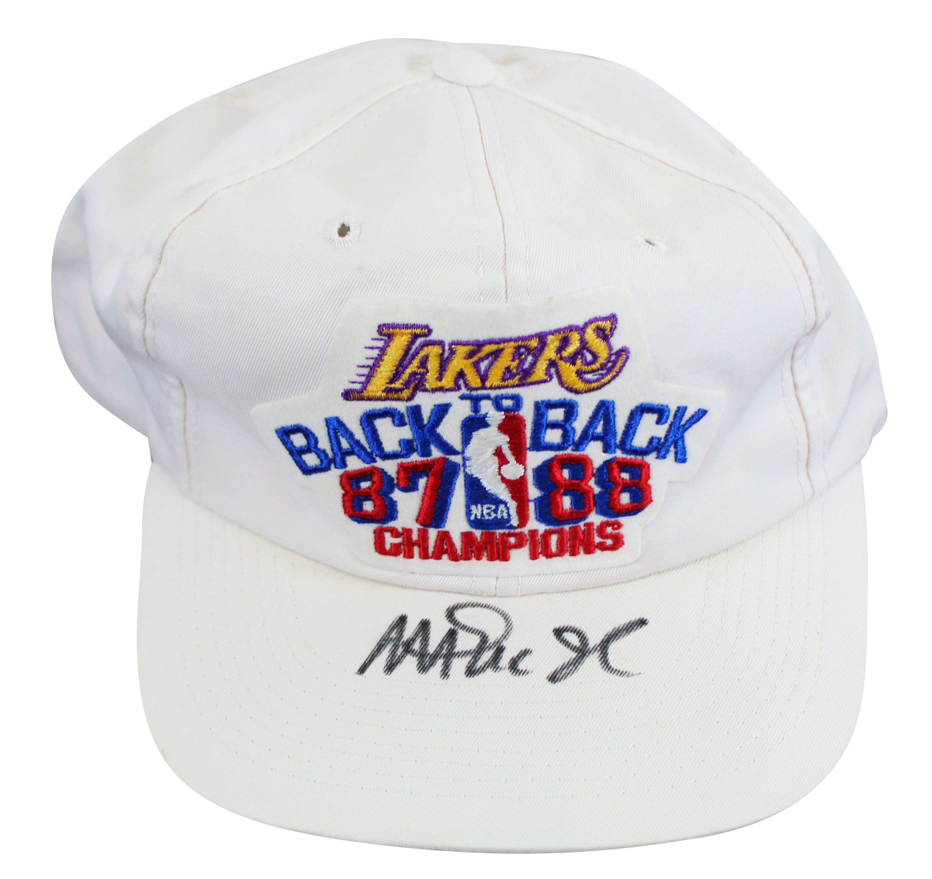 Lakers Magic Johnson Signed 1987-1988 NBA Champions Hat BAS Witnessed #W426874