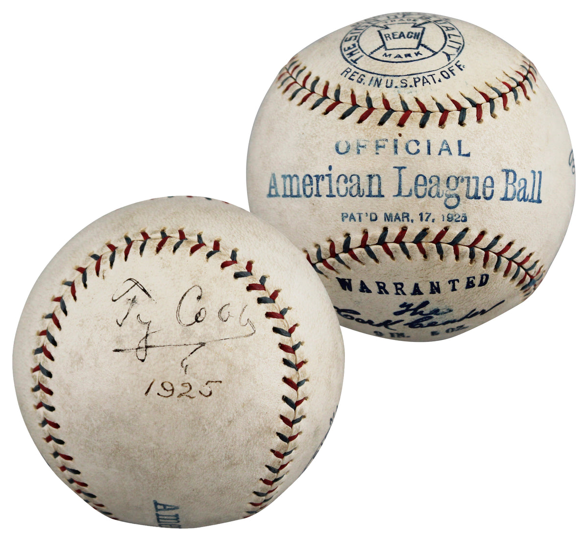Tigers Ty Cobb Signed 1925 B. Bancroft Johnson Reach OAL Baseball JSA #YY52491